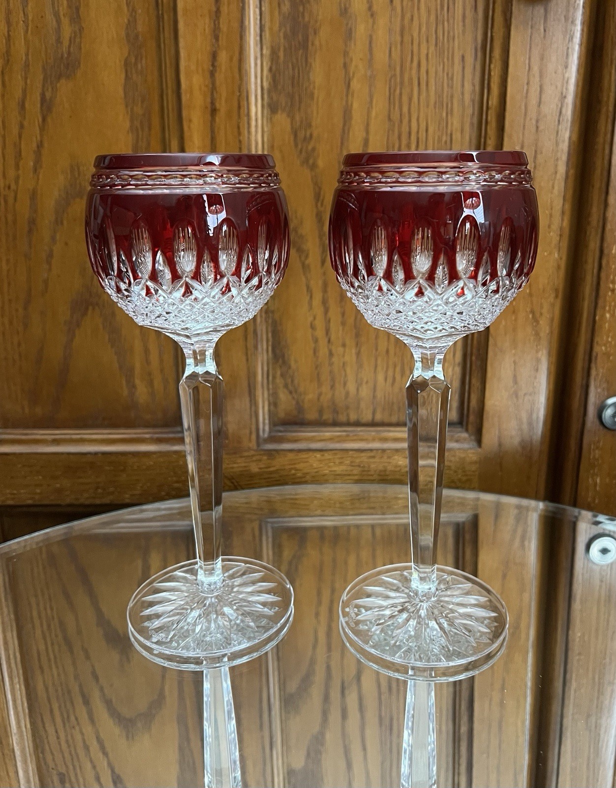 Waterford Crystal “Clarendon” Ruby Hock Wine Glass Set of 2 Waterford Crystal “Clarendon” Ruby Hock Wine Glass Set of 2