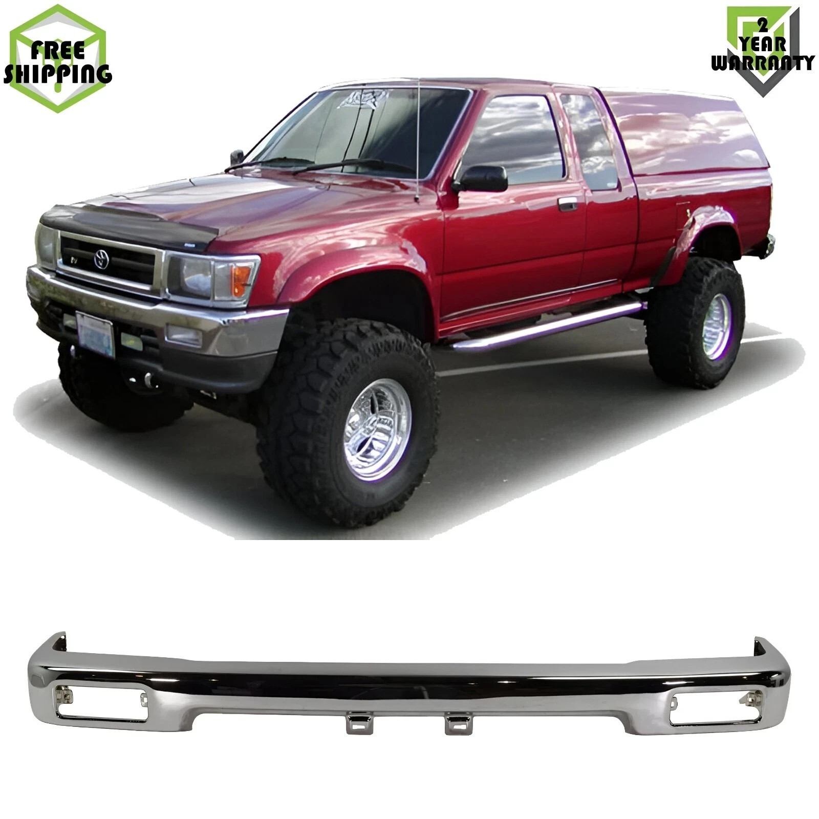 Front Bumper Face Bar Chrome Steel For 1989-1995 Toyota Pickup