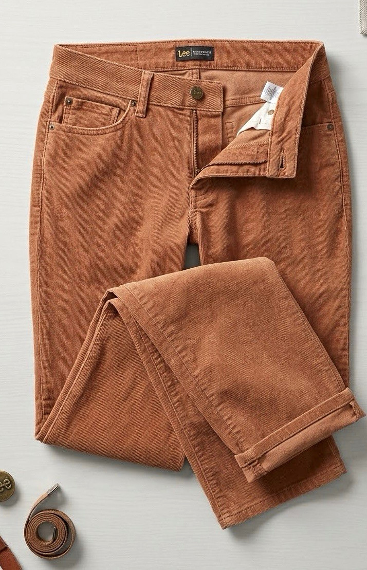 Y2K Lee Extreme Motion Womens Brown Corduroy Straight Leg Pants Size 36x33