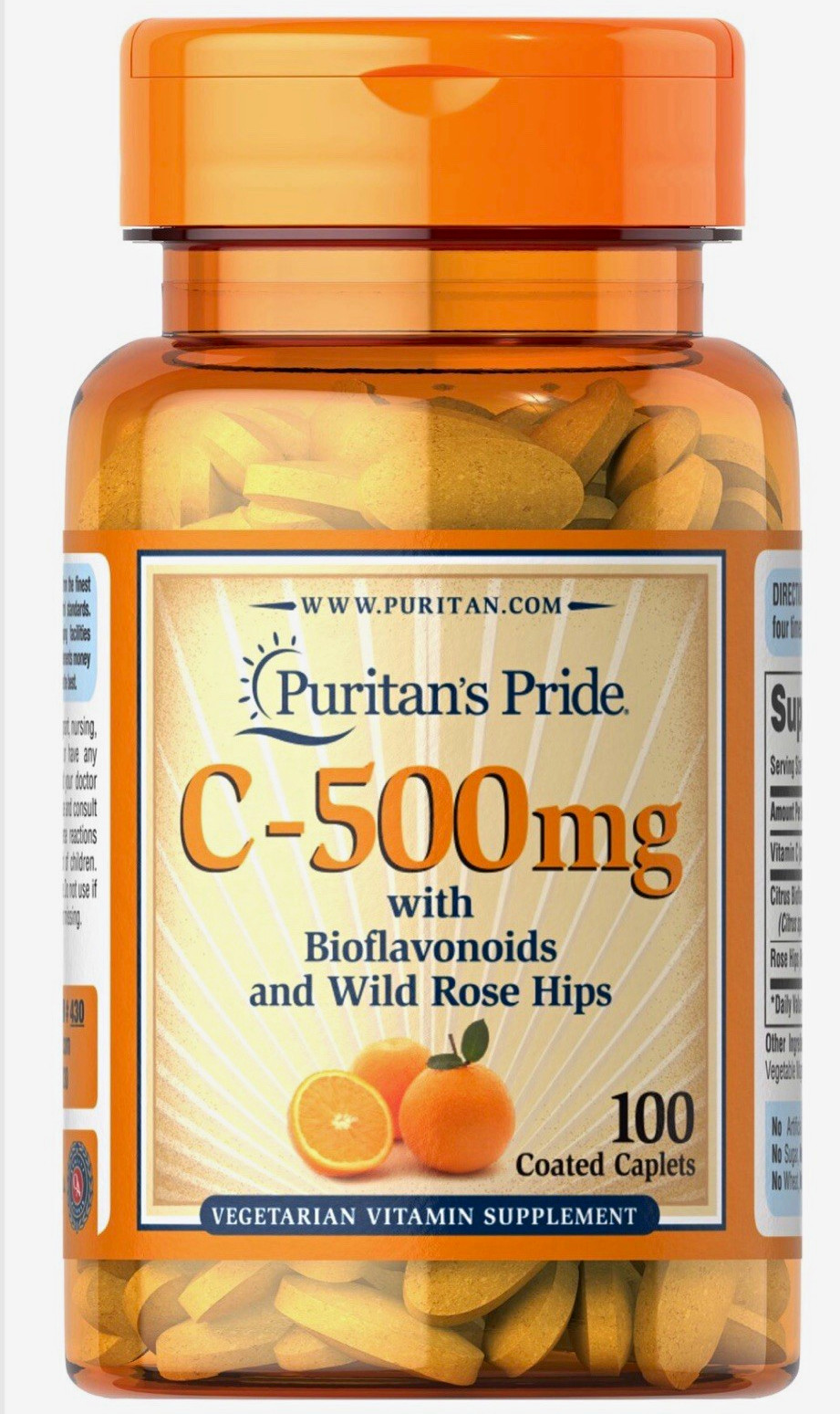 Puritan's Pride Vitamin C 500 mg w/ Bioflavonoids & Rose Hips Vegetarian 100