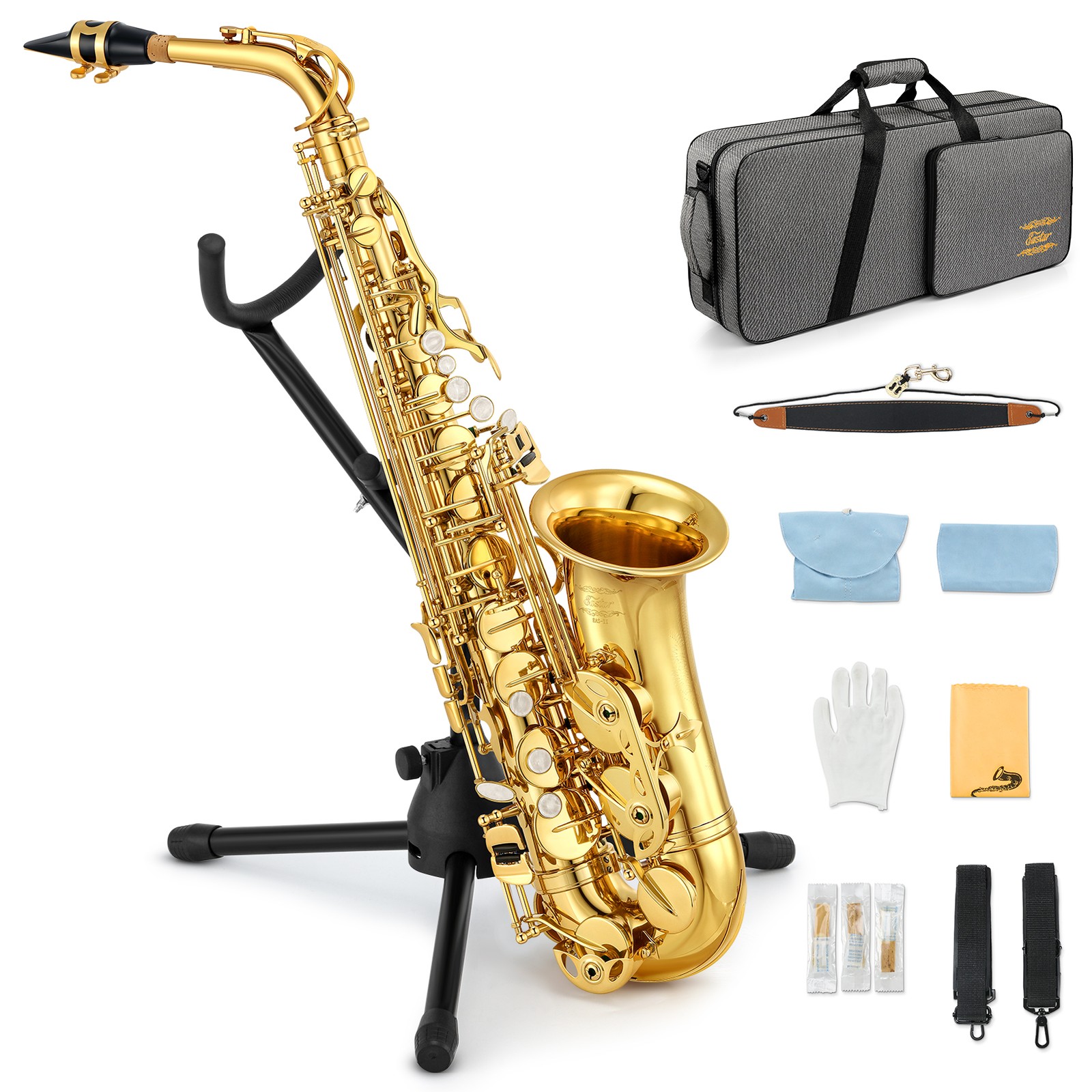 🎷Eastar Alto Saxophone E Flat F Key Gold Lacquered Student School Band Alto Sax