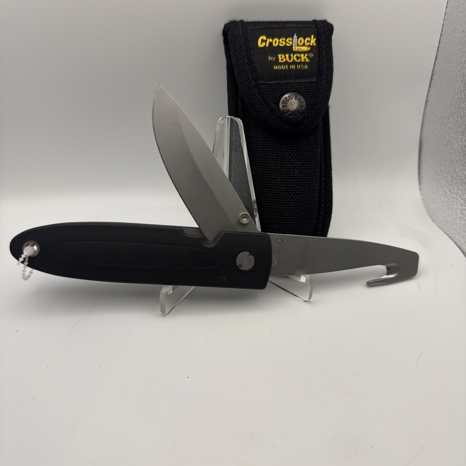NOS Vintage Buck USA Crosslock 180 2 Blade Folding Pocket Knife W/ Sheath NOS Vintage Buck USA Crosslock 180 2 Blade Folding Pocket Knife W/ Sheath