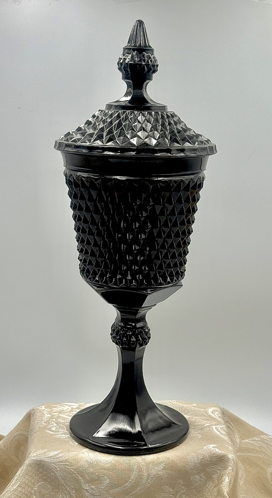 Stunning Tiara Cameo Chalice *Black Diamond Cut Apothecary Jar