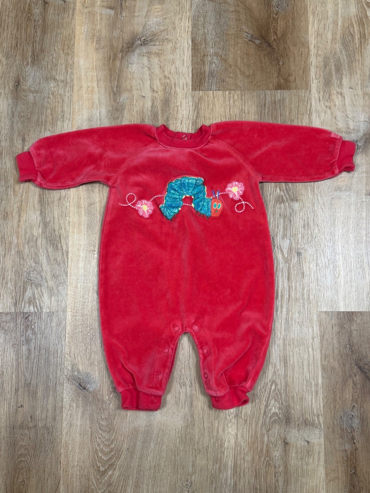 Vintage Y2K Carter’s Eric Carle Very Hungry Caterpillar Velour Romper 6-9M