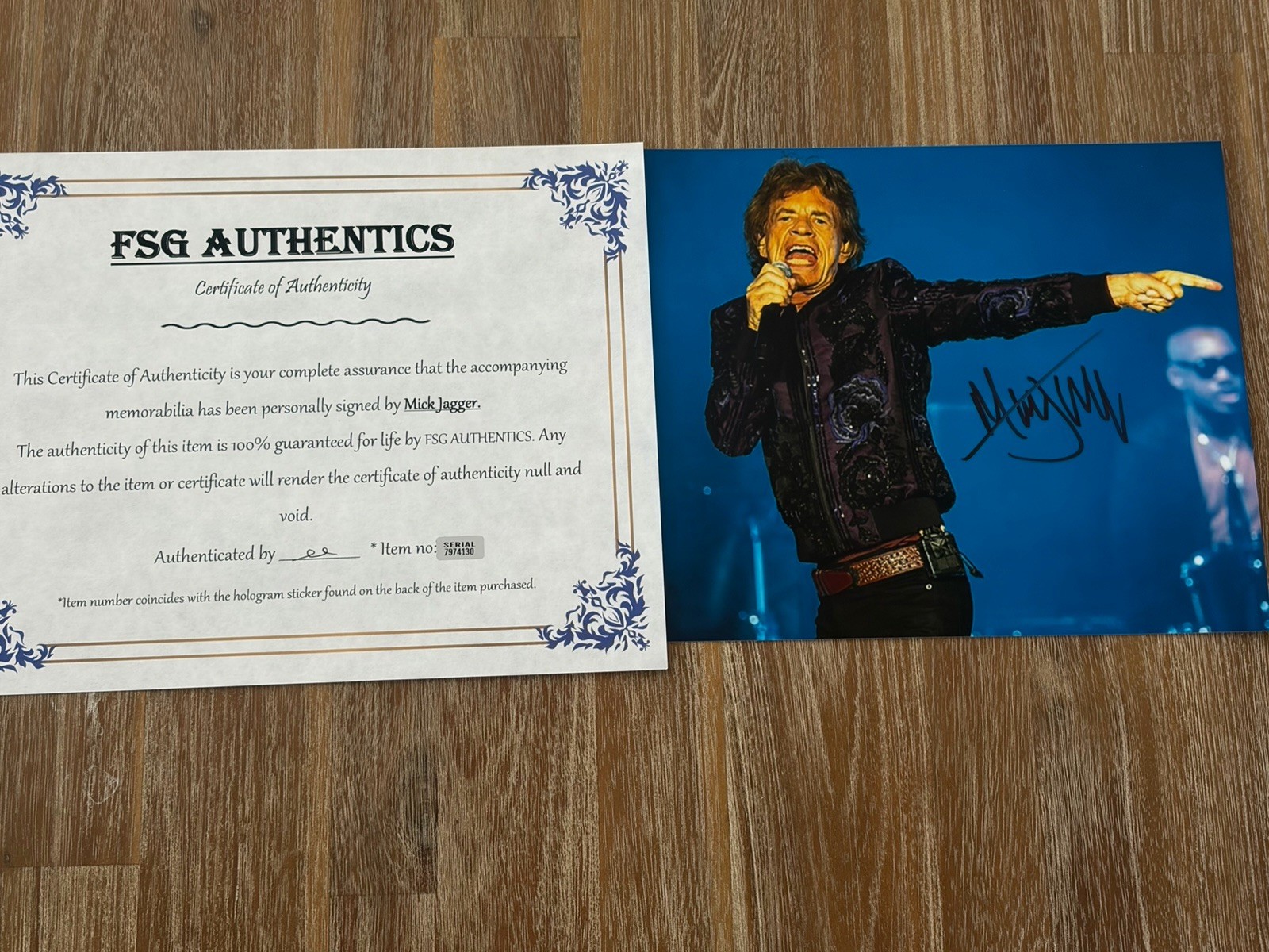 MICK JAGGER autographed 8x10 photo, signed, authentic, Rolling Stones, COA