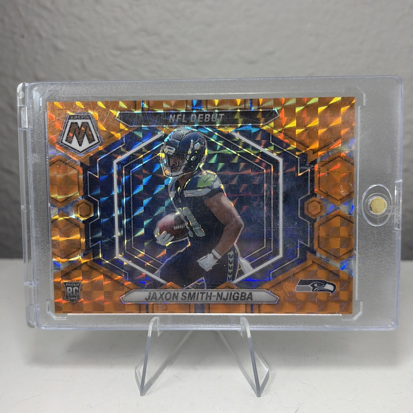 2023 Panini Mosaic NFL Debut Jaxon Smith-Njigba Orange Mosaic Prizm /199 #ND-12 2023 Panini Mosaic NFL Debut Jaxon Smith-Njigba Orange Mosaic Prizm /199 #ND-12