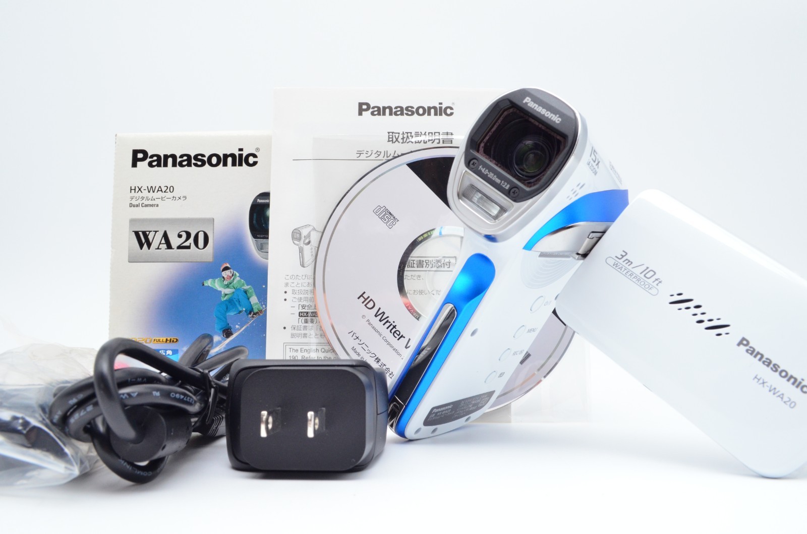 MINT Panasonic HX-WA20 White Waterproof Full HD Camcorder 4GB SD From Japan
