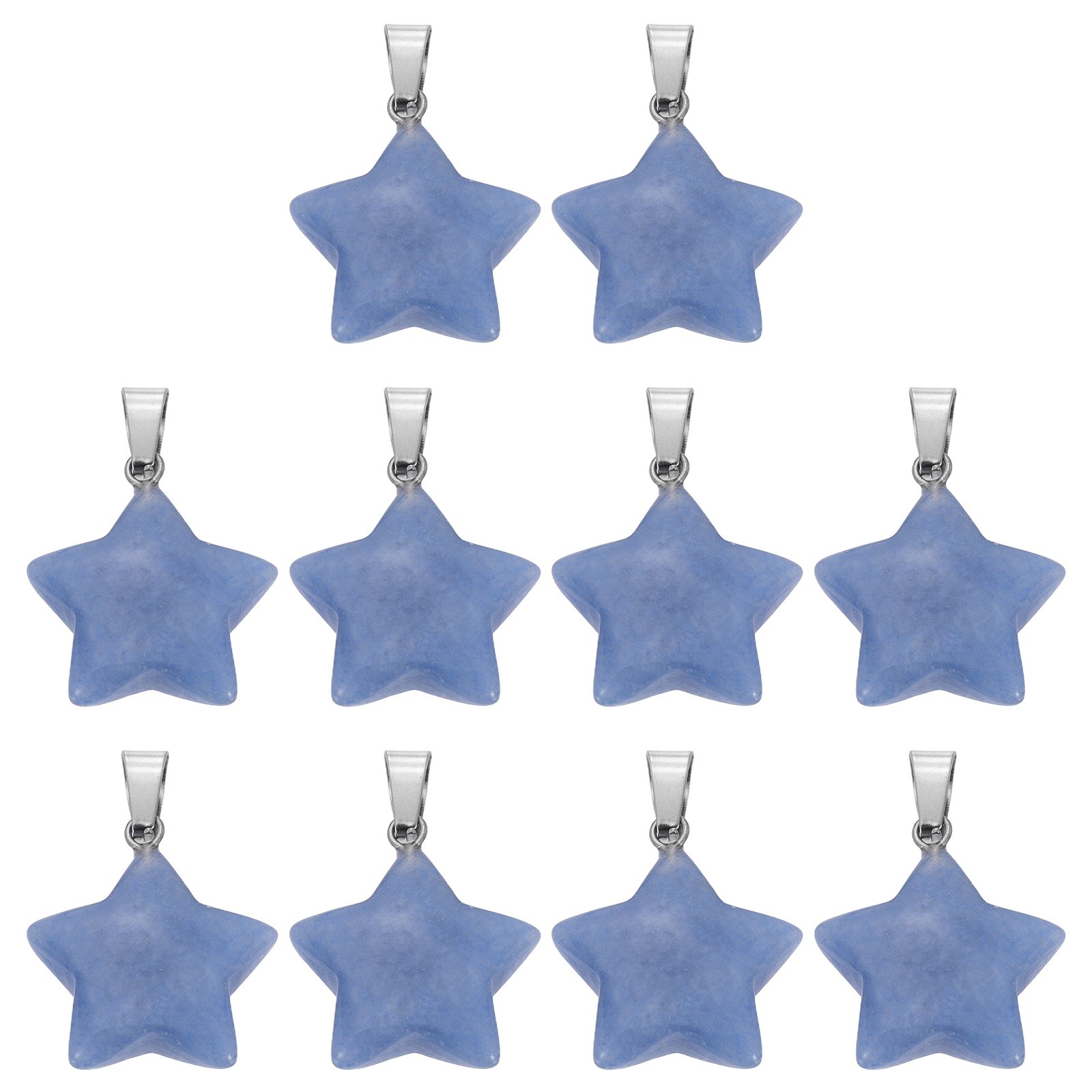 10Pcs, Star Stone Pendants 20mm Natural Crystal Star Charm Light Blue