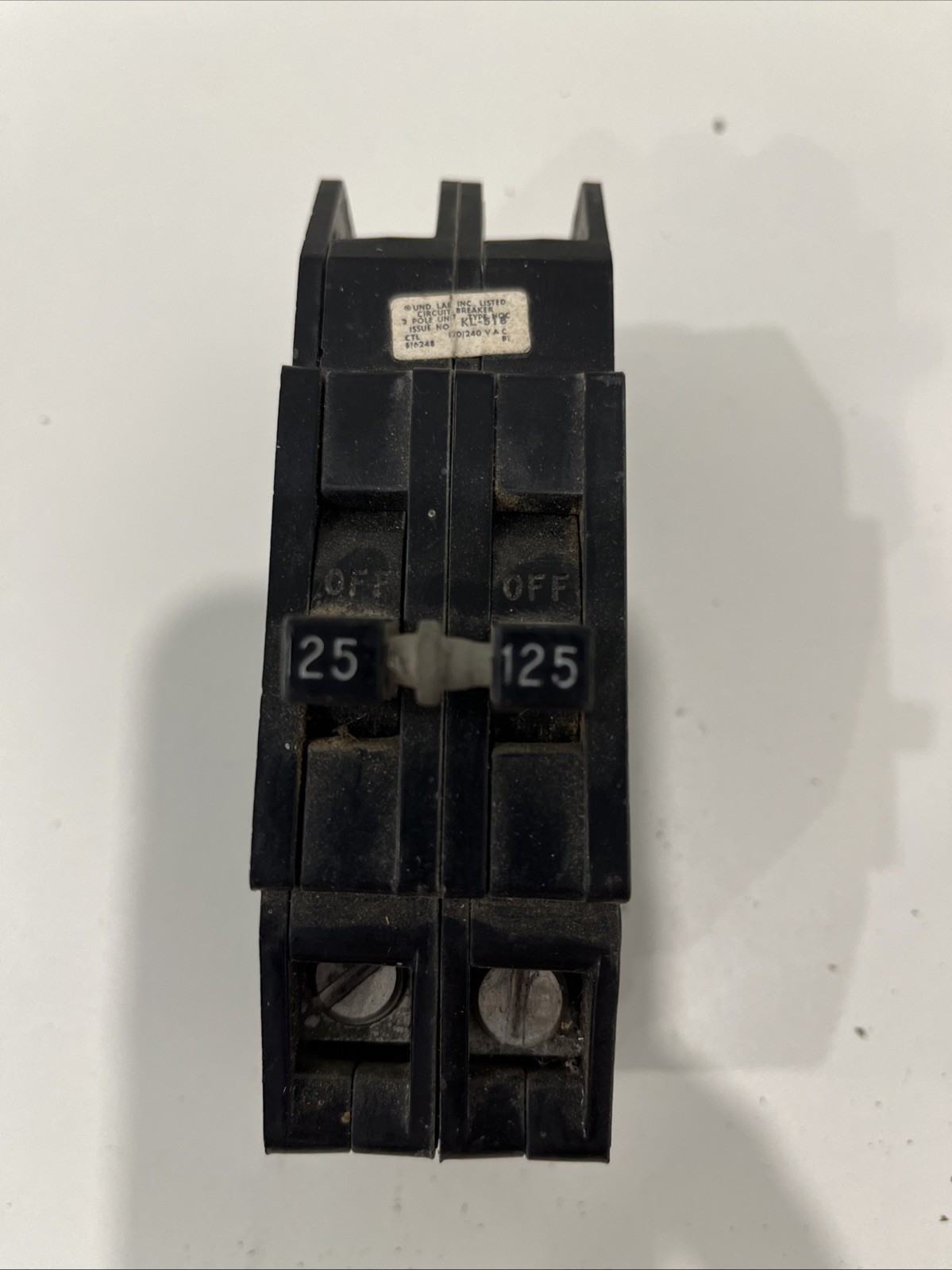 Zinsco 125 Amp 2 Pole Circuit Breaker 240V GTE Sylvania Type HQ Q QC Plug On