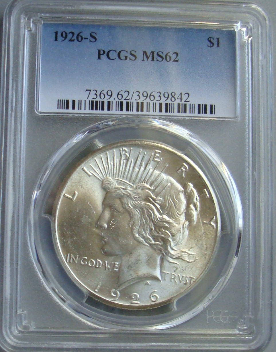 PCGS 1926 S MS 62 PEACE DOLLAR PCGS 1926 S MS 62 PEACE DOLLAR