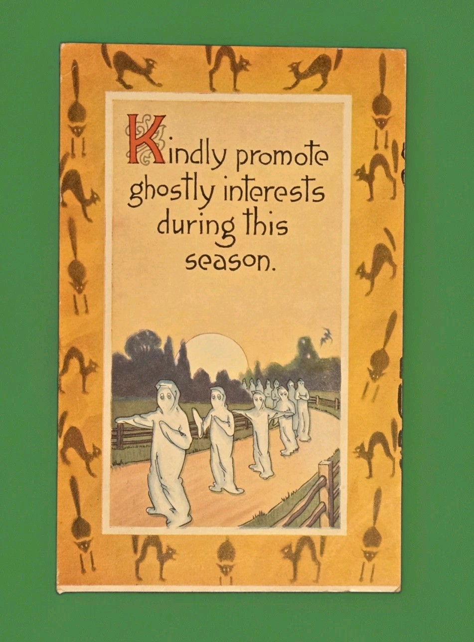 Vintage Gibson Halloween Postcard Wandering Ghosts 1913 Spokane Bridge WA DPO