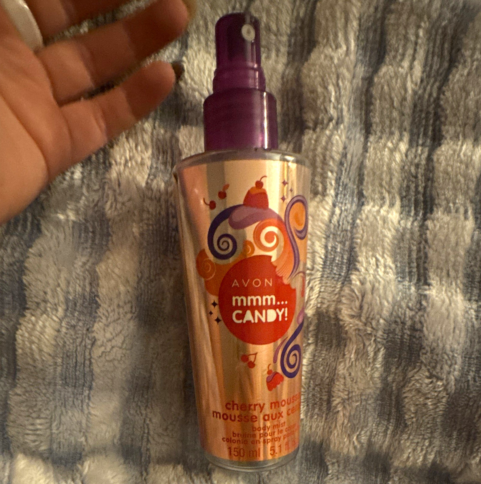 Avon mmm... CANDY Cherry Mousse Body Mist for Women, 5.1 fl oz BOTTLE ONLY Avon mmm... CANDY Cherry Mousse Body Mist for Women, 5.1 fl oz BOTTLE ONLY