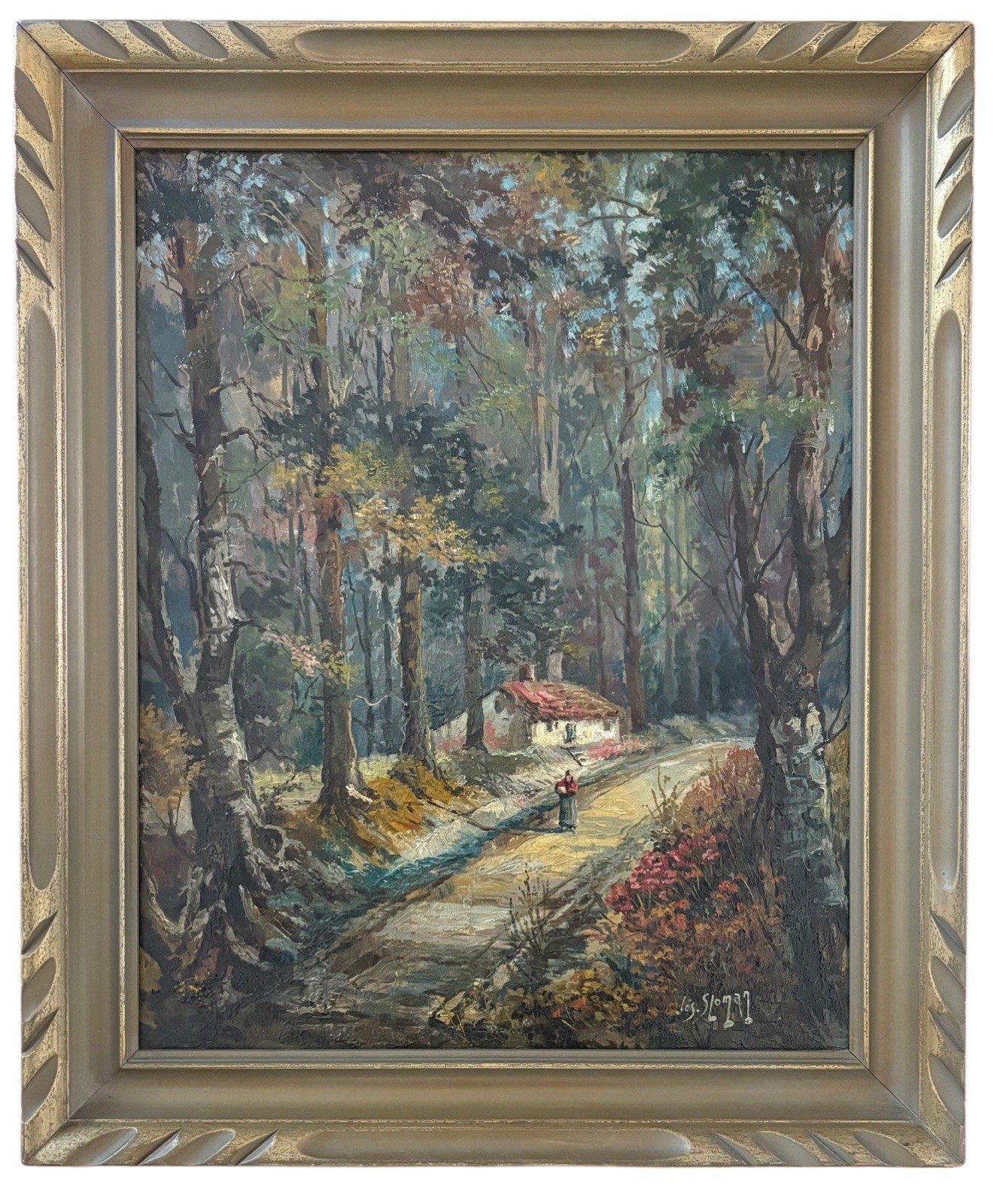 JOSEPH SLOMAN Original Signed Oil Painting New Jersey Path In Woods Orig Frame