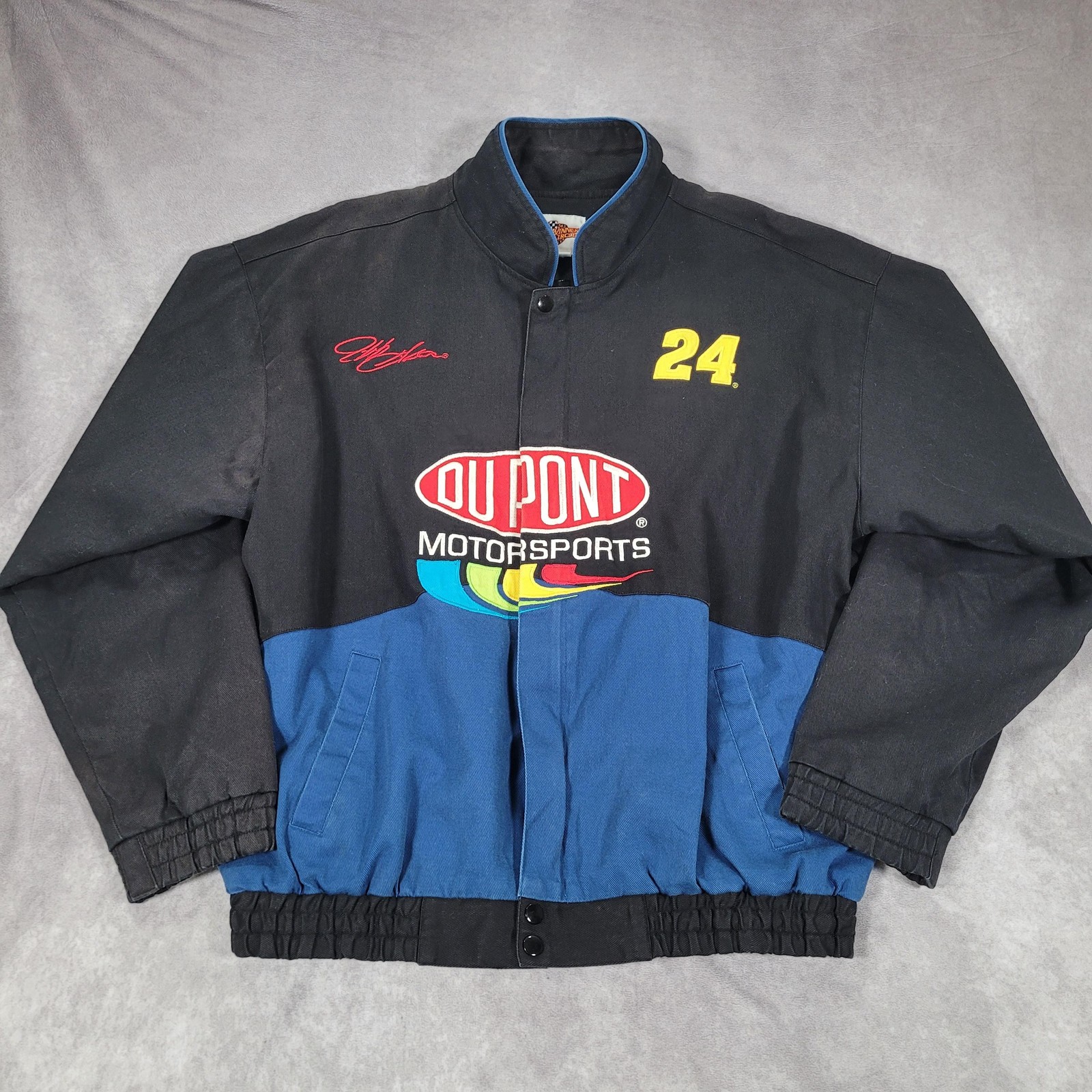 Vintage Jeff Gordon Jacket Mens Large Black NASCAR DuPont 24 Winner's Circle Vintage Jeff Gordon Jacket Mens Large Black NASCAR DuPont 24 Winner's Circle