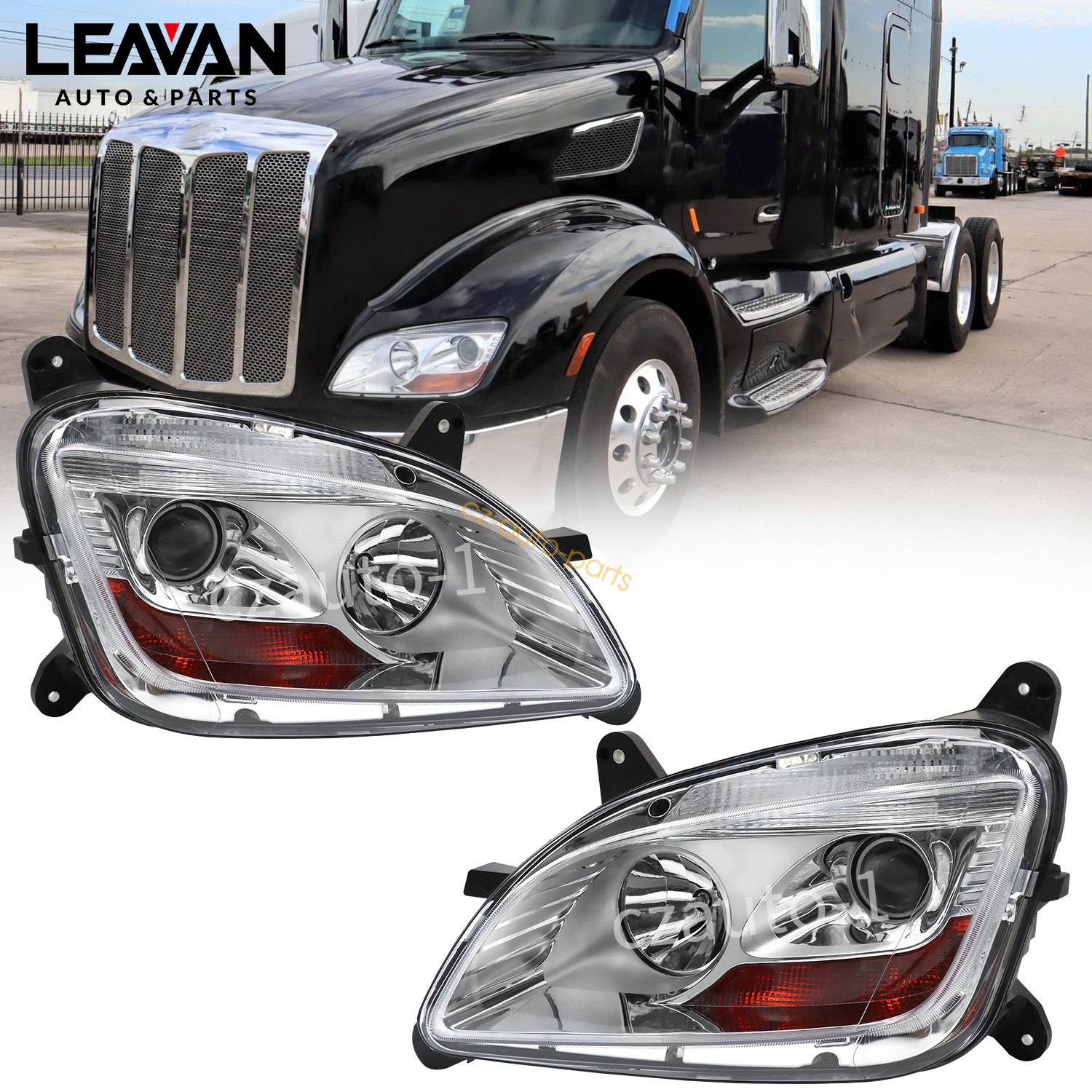 For 2011-2021 Peterbilt 579 587 Halogen Projector Headlight Assembly Left&Right