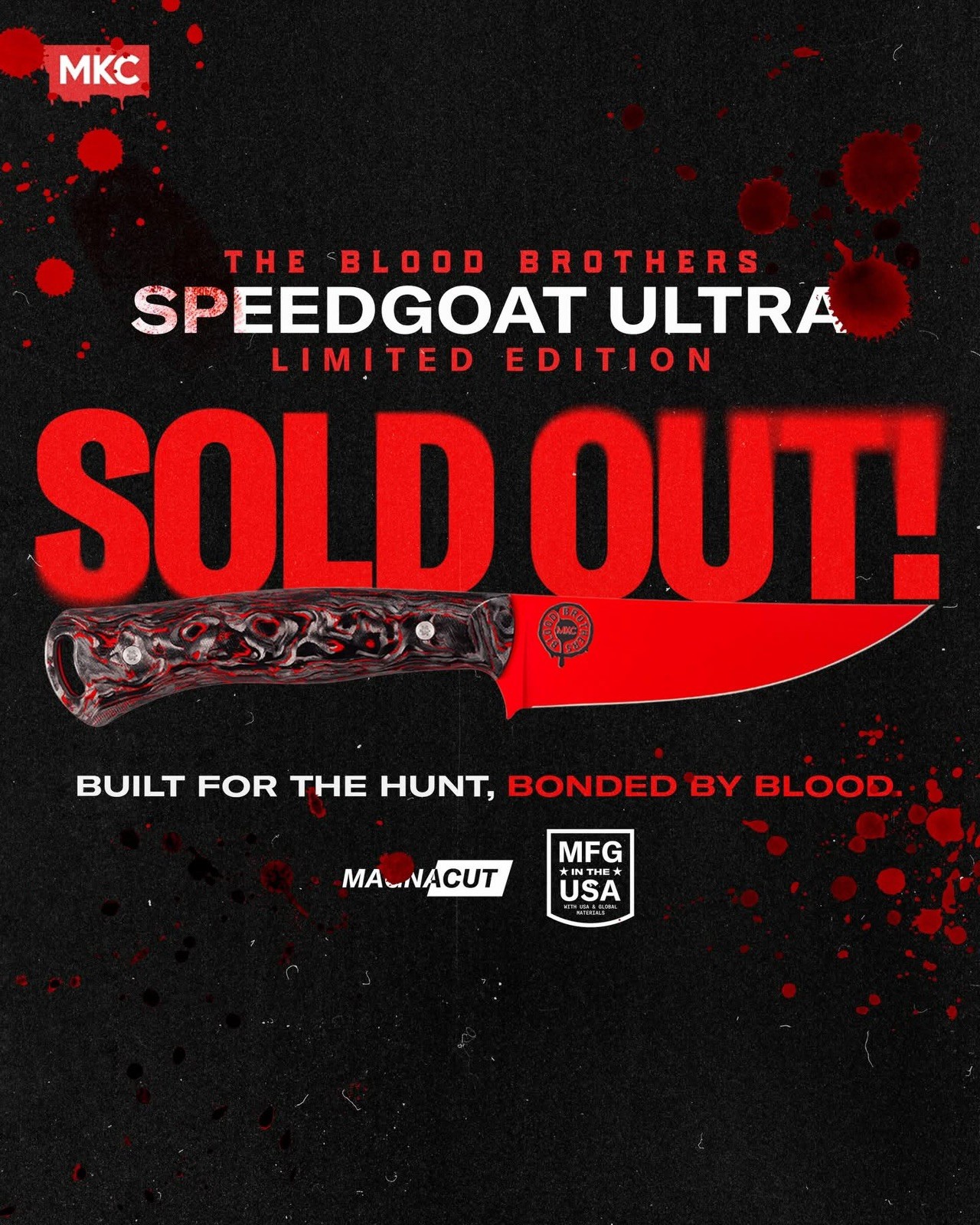 Montana Knife Co. MKC Blood Brothers Speedgoat Ultra - Marbled CF - Red MagnaCut