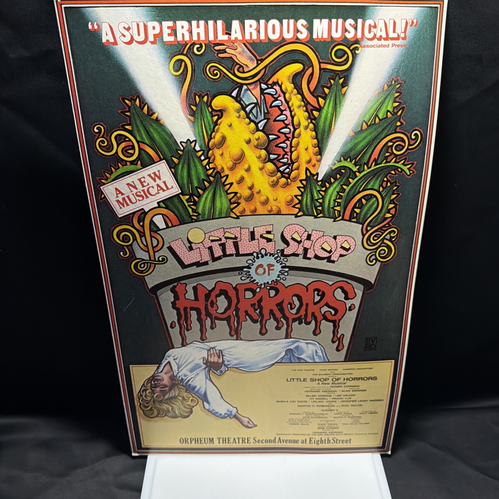 LITTLE SHOP OF HORRORS 1980s OFF BROADWAY ORIGINAL WINDOW POSTER ORPHEUM THEATER LITTLE SHOP OF HORRORS 1980s OFF BROADWAY ORIGINAL WINDOW POSTER ORPHEUM THEATER