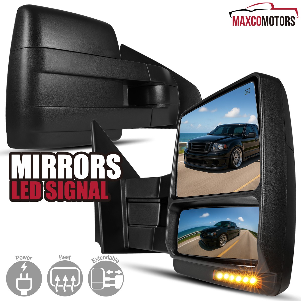 Towing Mirrors Fits 2004-2006 Ford F150 Truck Power Heated+LED Signal Lights Towing Mirrors Fits 2004-2006 Ford F150 Truck Power Heated+LED Signal Lights