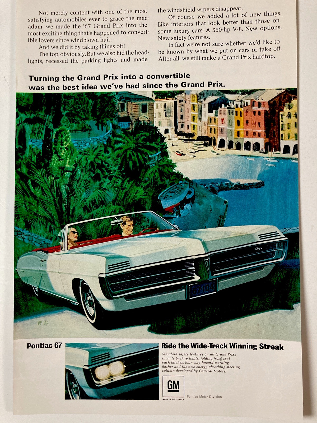 1967 Pontiac Grand Prix Convertible Print Ad Wide Track Best Idea