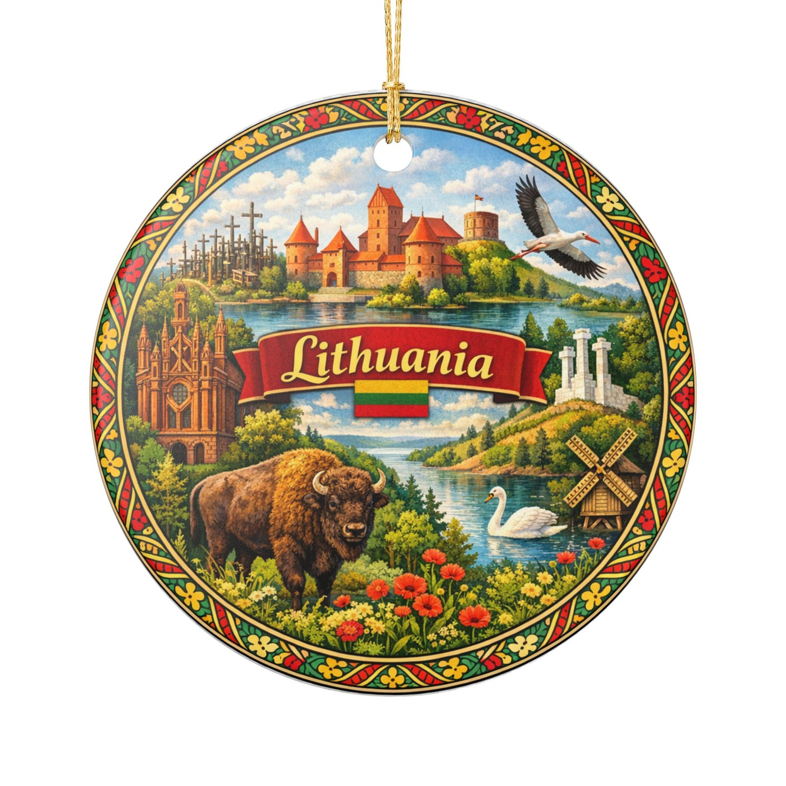 Lithuania Ornament | Ceramic Baltic Travel Decoration