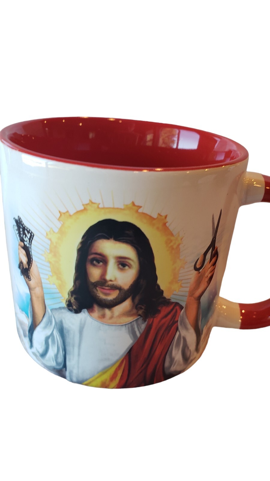 The Unemployed Philosophers Guild JESUS SHAVES CHANGING Coffee Mug Cup