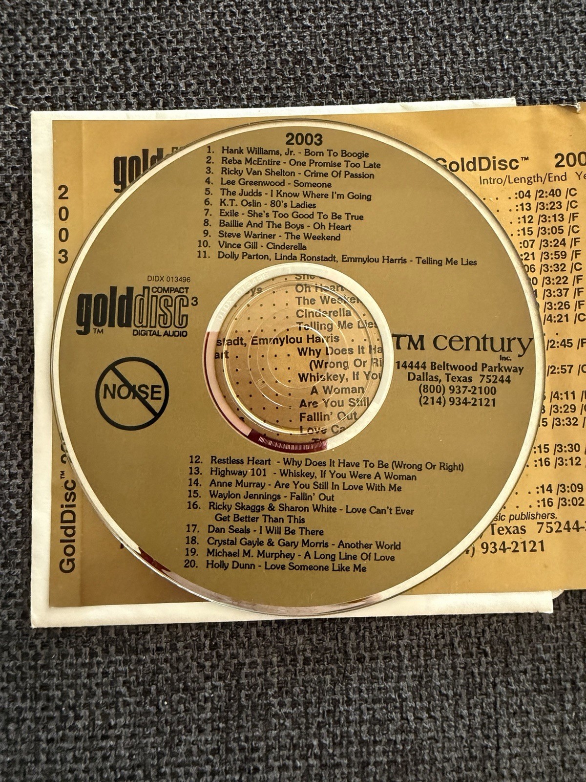 TM Century Country GoldDisc CD Lot 2003 2004 2007 2008 2009 Radio Promo VG+