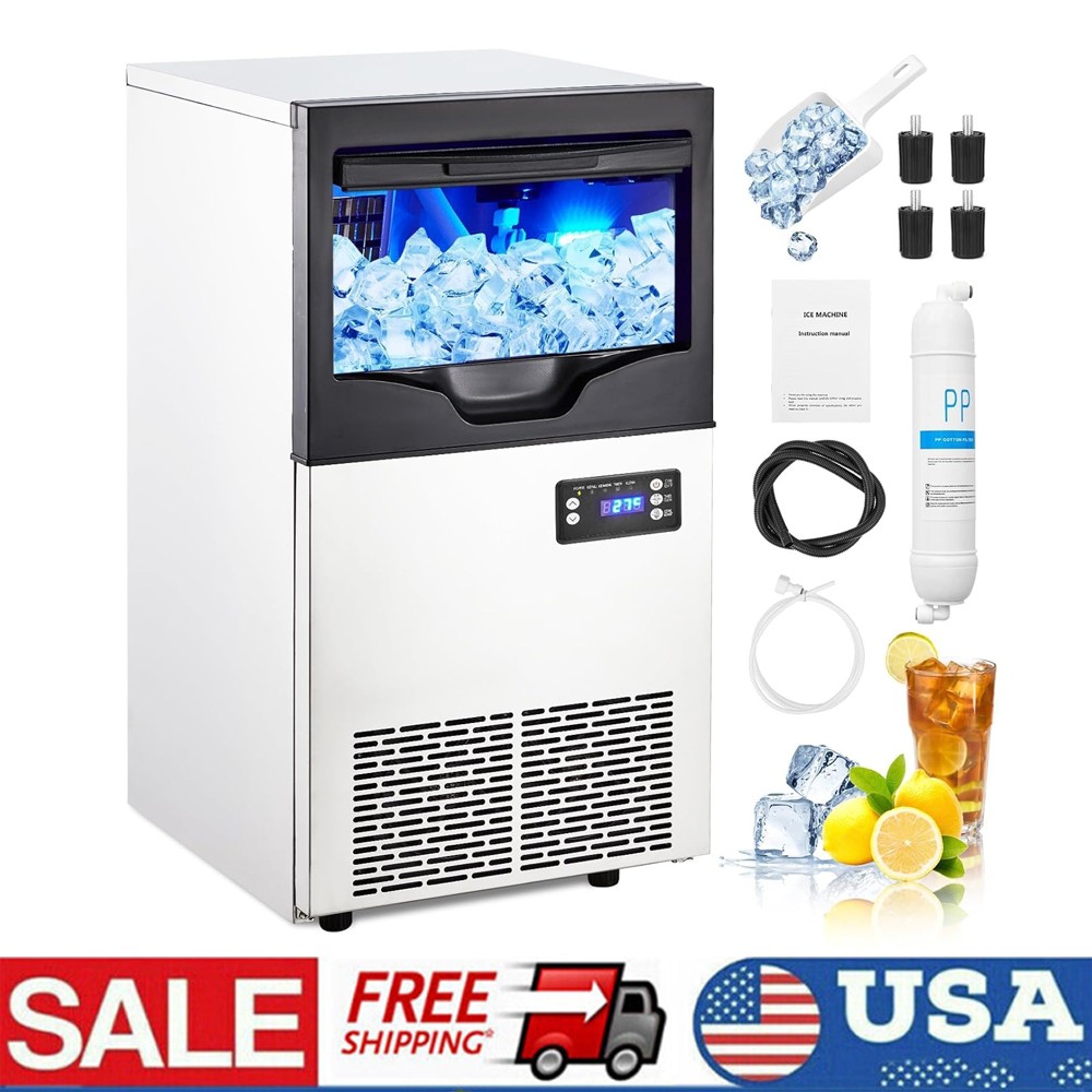 110lb Built-in Commercial Ice Maker Stainless Steel Bar Restaurant Cube Machine