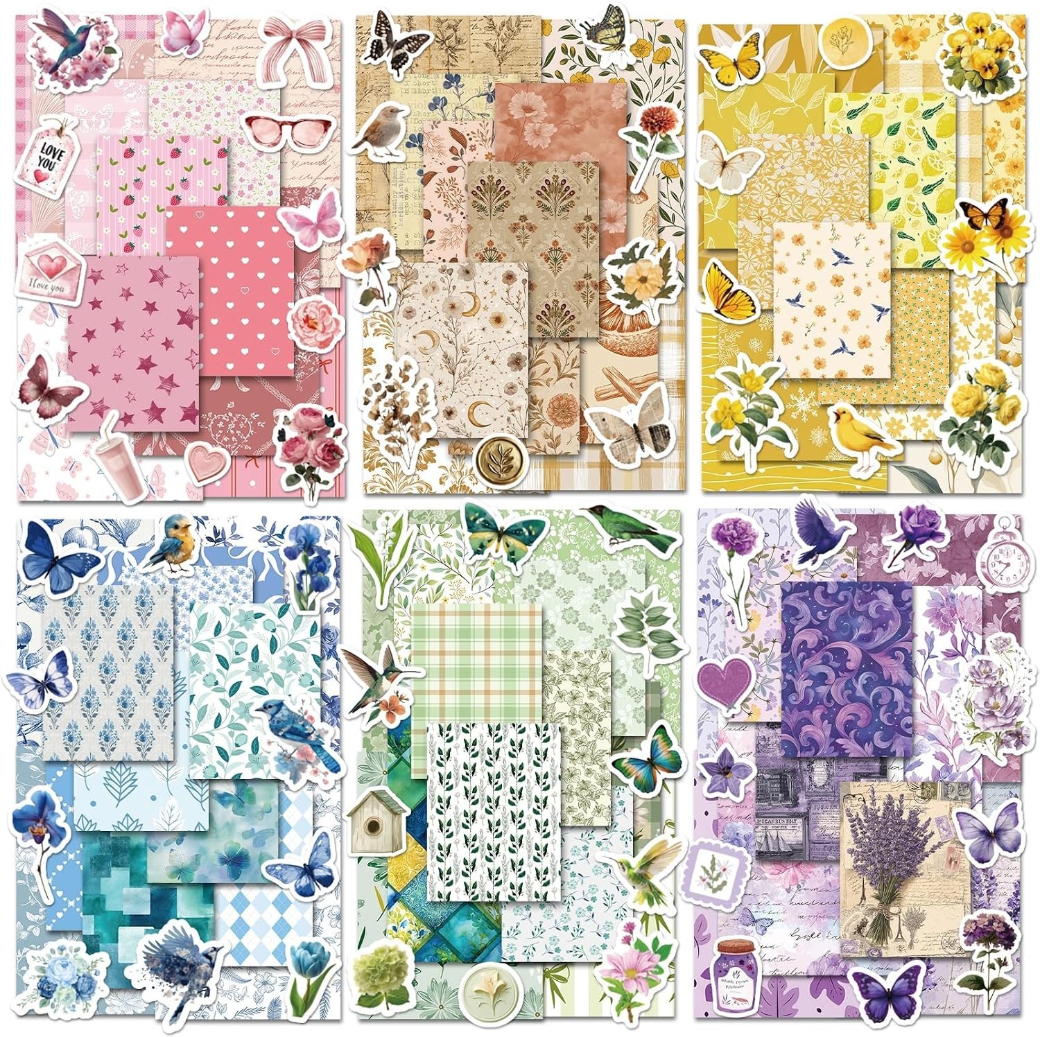 540PCS Vintage Floral Scrapbook Stickers Junk Journal Planner Craft Supplies