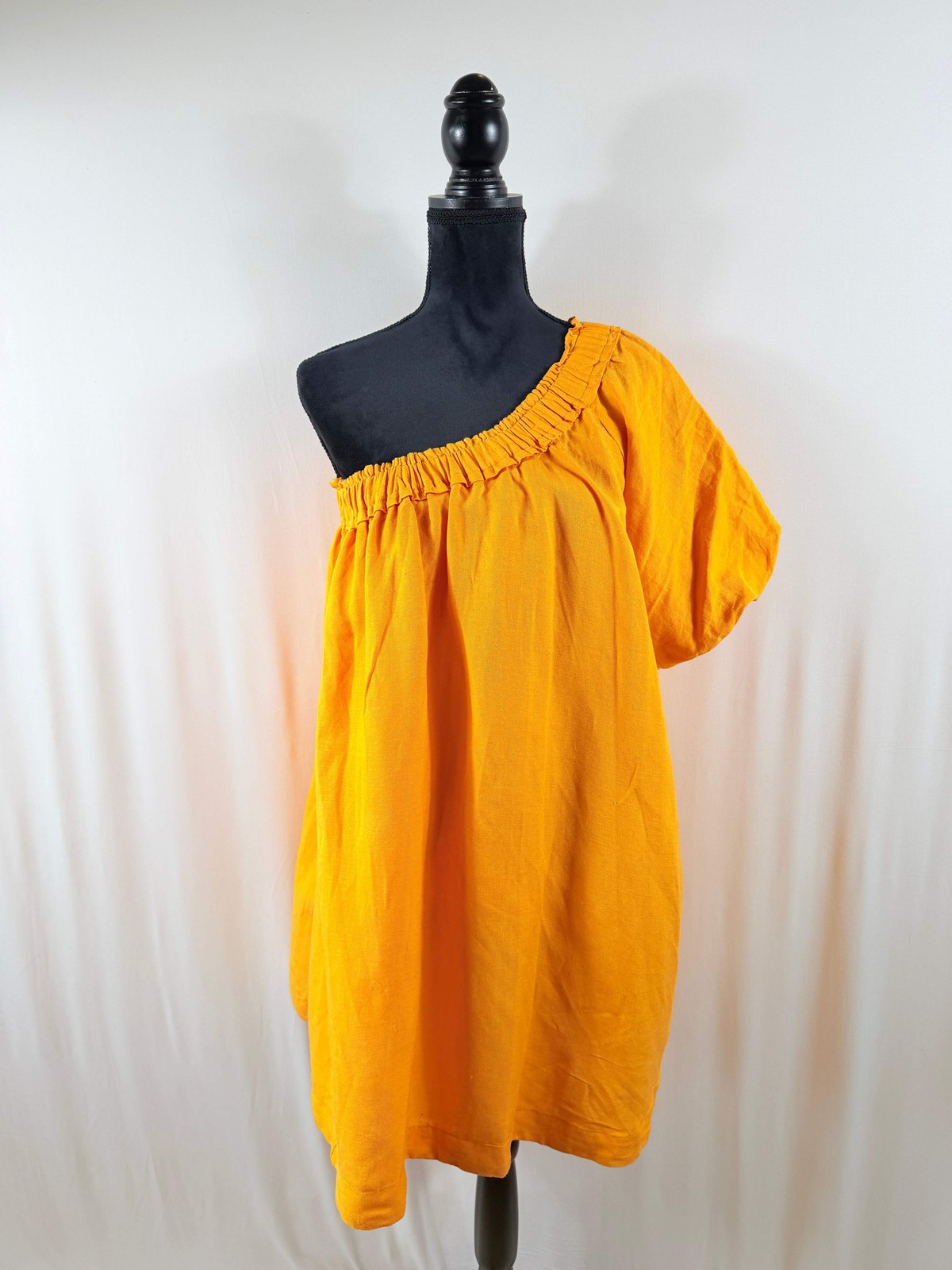 Anthropologie Mango Orange One-Shoulder Above-the-Knee Dress