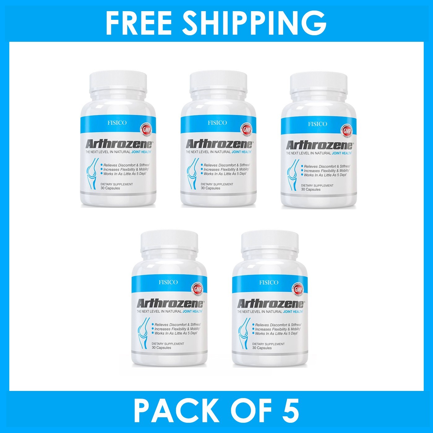 Fisico - Arthrozene Joint Support Supplement 30 Capsules - Pack of 5