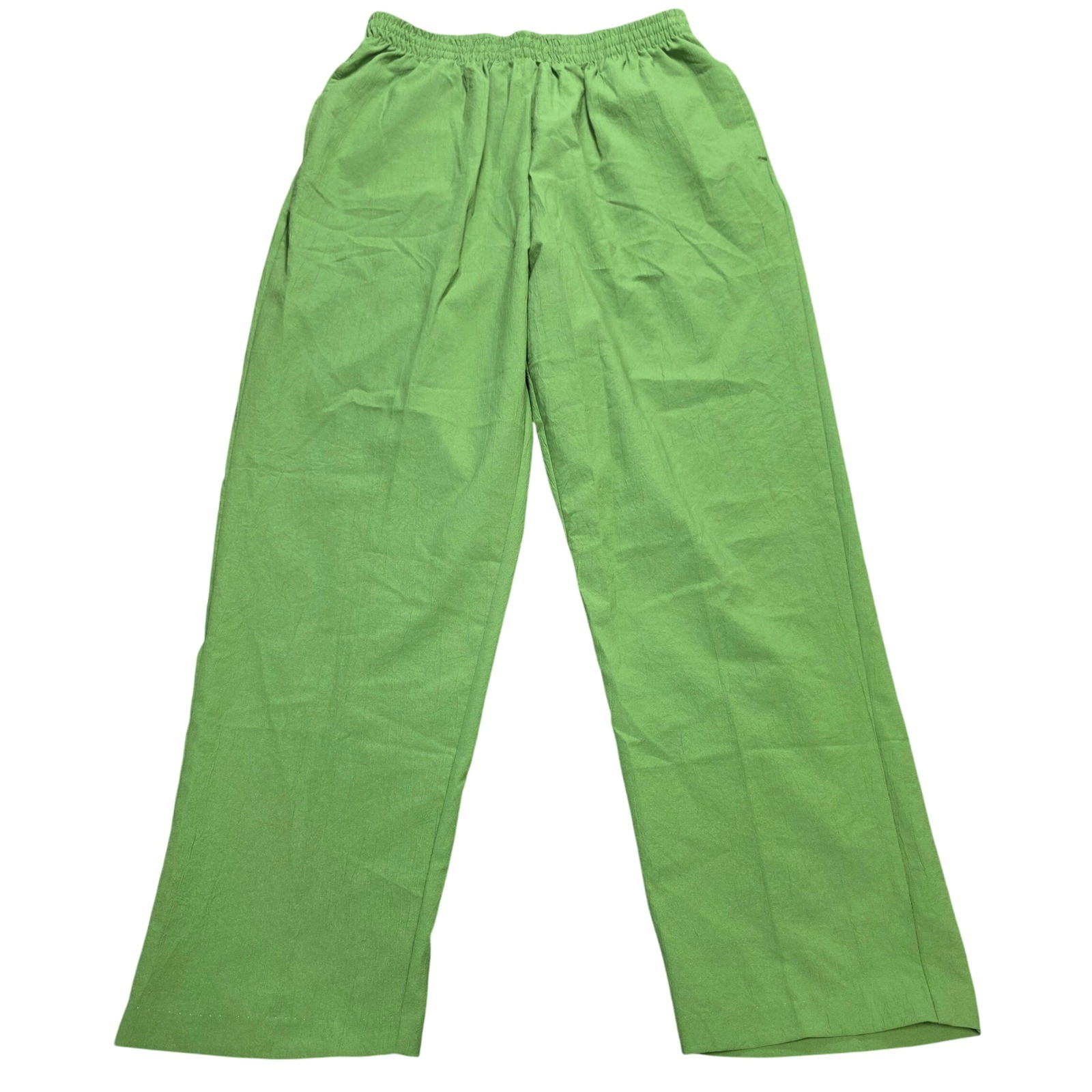 Vintage BonWorth Elastic Waist Pull On Pants Women\'s Size Mp Green Straight Leg