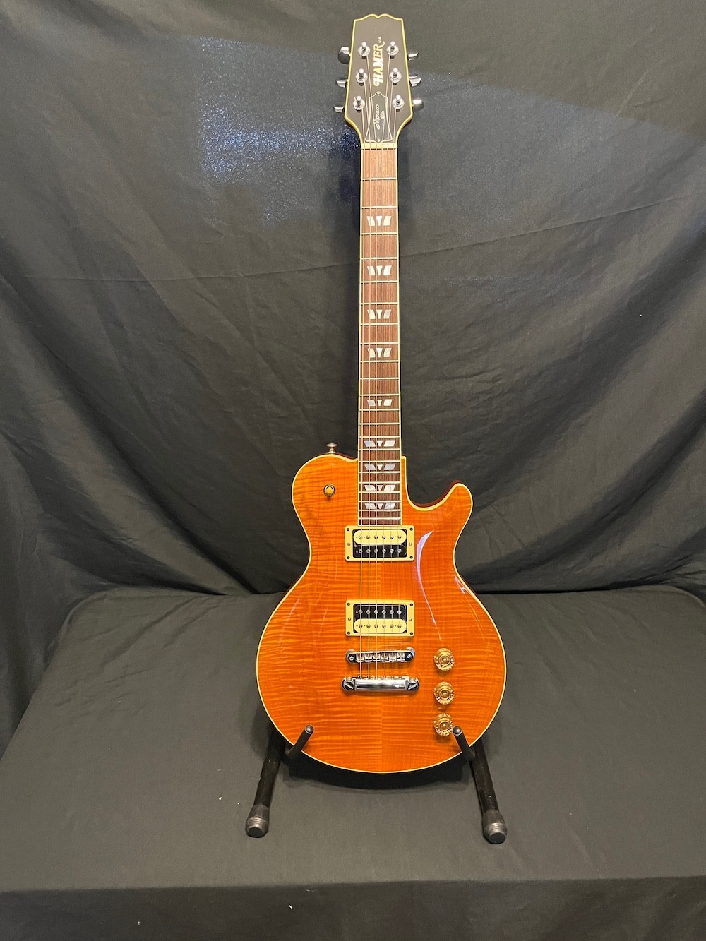 2002 Hamer USA Monaco Elite Amber Flame 5A Maple Top Guitar W/Case