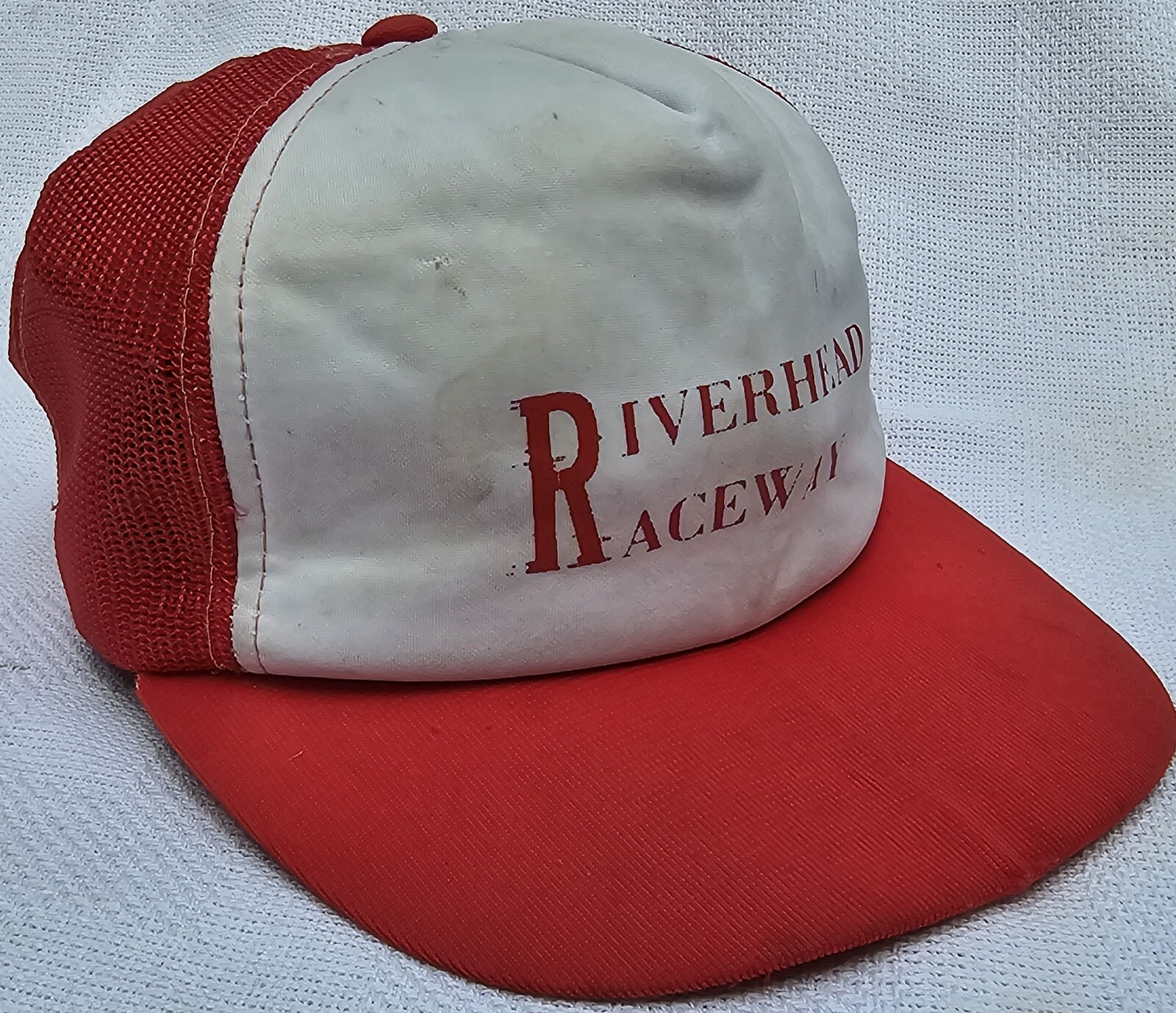Vintage 1980s Riverhead Raceway Long Island NY Race Track Snapback Hat Cap Hanes