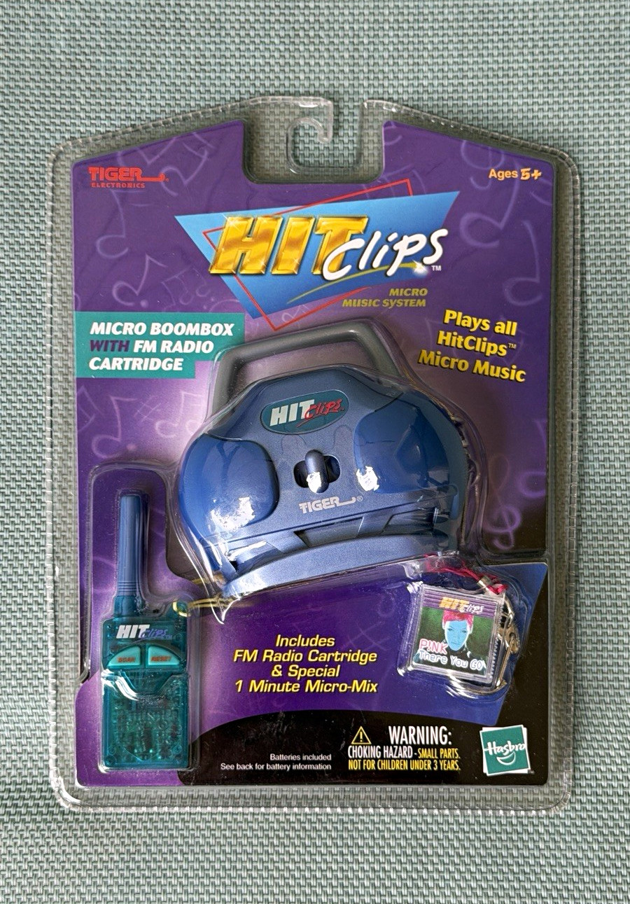 Vtg 2000 Tiger HitClips Rockin Micro Boombox SEALED NIB w/ FM Radio & Pink Song Vtg 2000 Tiger HitClips Rockin Micro Boombox SEALED NIB w/ FM Radio & Pink Song