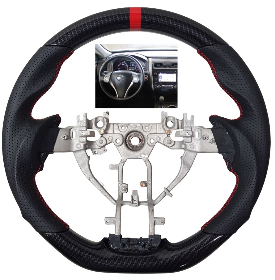 REVESOL Sports Leather Steering Wheel for 2013-2018 NISSAN ALTIMA HYDRO CARBON REVESOL Sports Leather Steering Wheel for 2013-2018 NISSAN ALTIMA HYDRO CARBON
