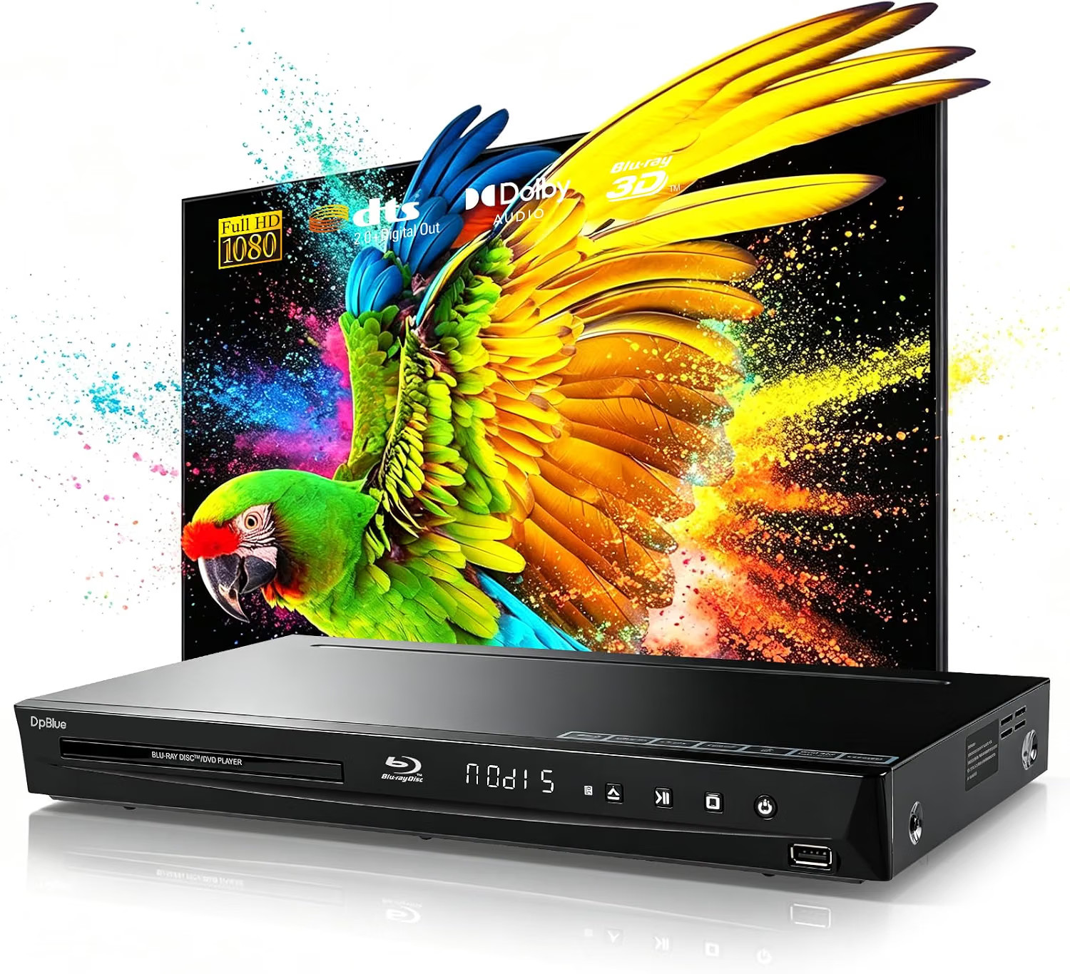 DpBlue 1080P 3D Blu-ray DVD Player for Home Theater, 5.1 Channel Audio Out DpBlue 1080P 3D Blu-ray DVD Player for Home Theater, 5.1 Channel Audio Out