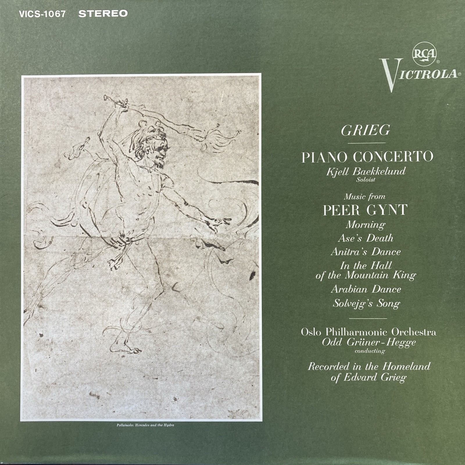 Grieg Piano Concerto Baekkelund- Peer Gynt Gruner-Hegge Victrola RCA VICS 1067