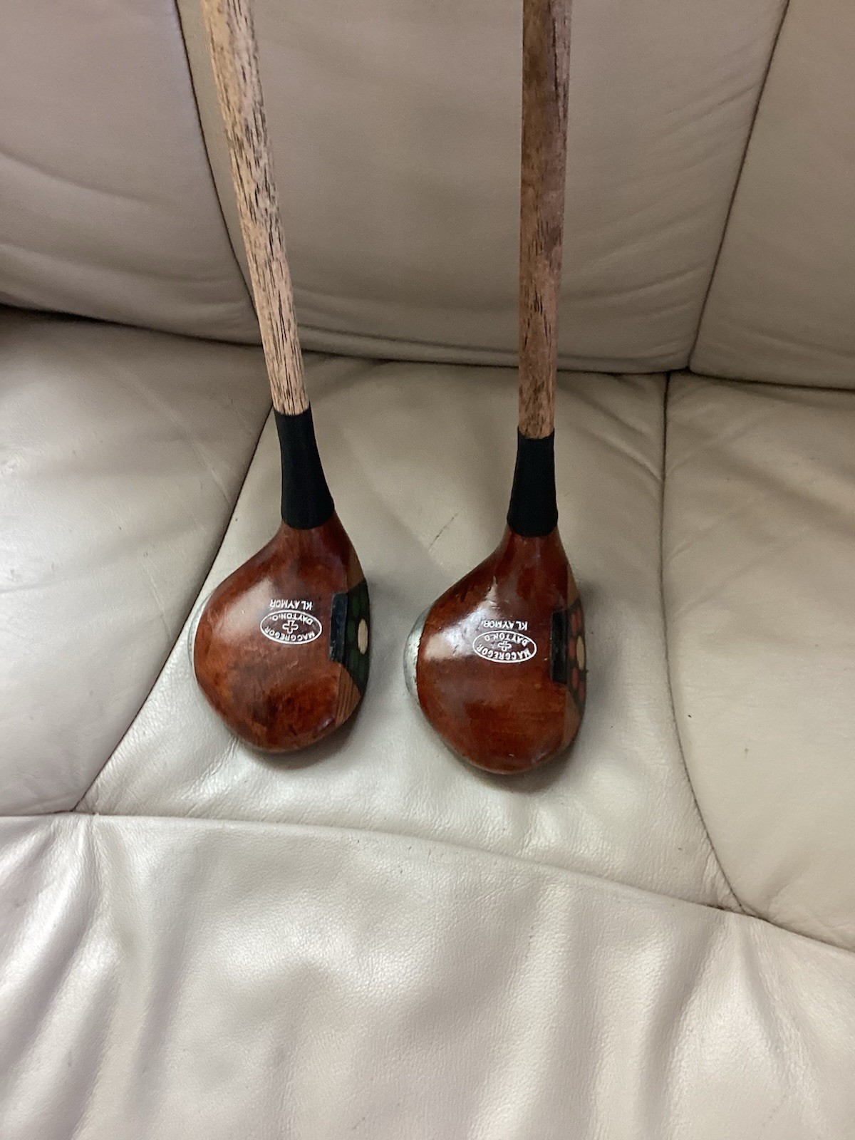 Antique Hickory Wood Shaft MacGregor Klamore Fancy Face Brassie Spoon Set