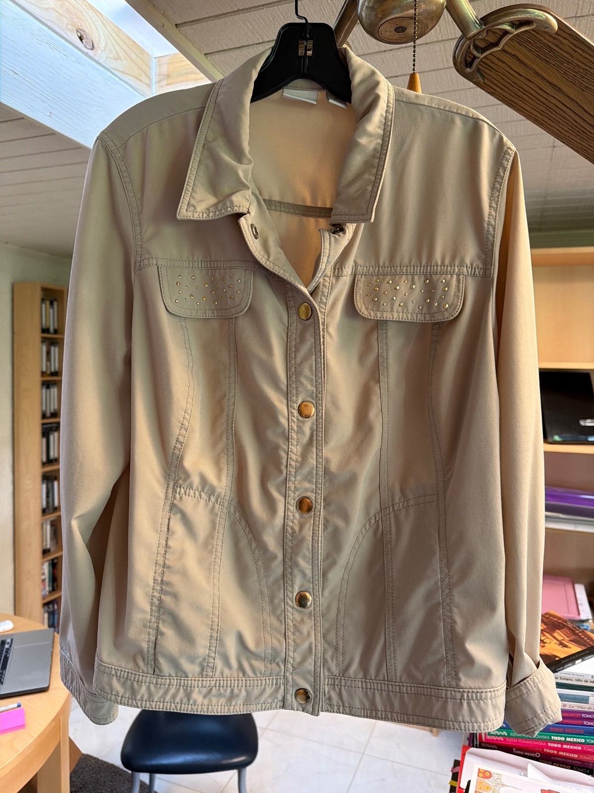 Zenergy by Chico’s tan studded jacket sz2