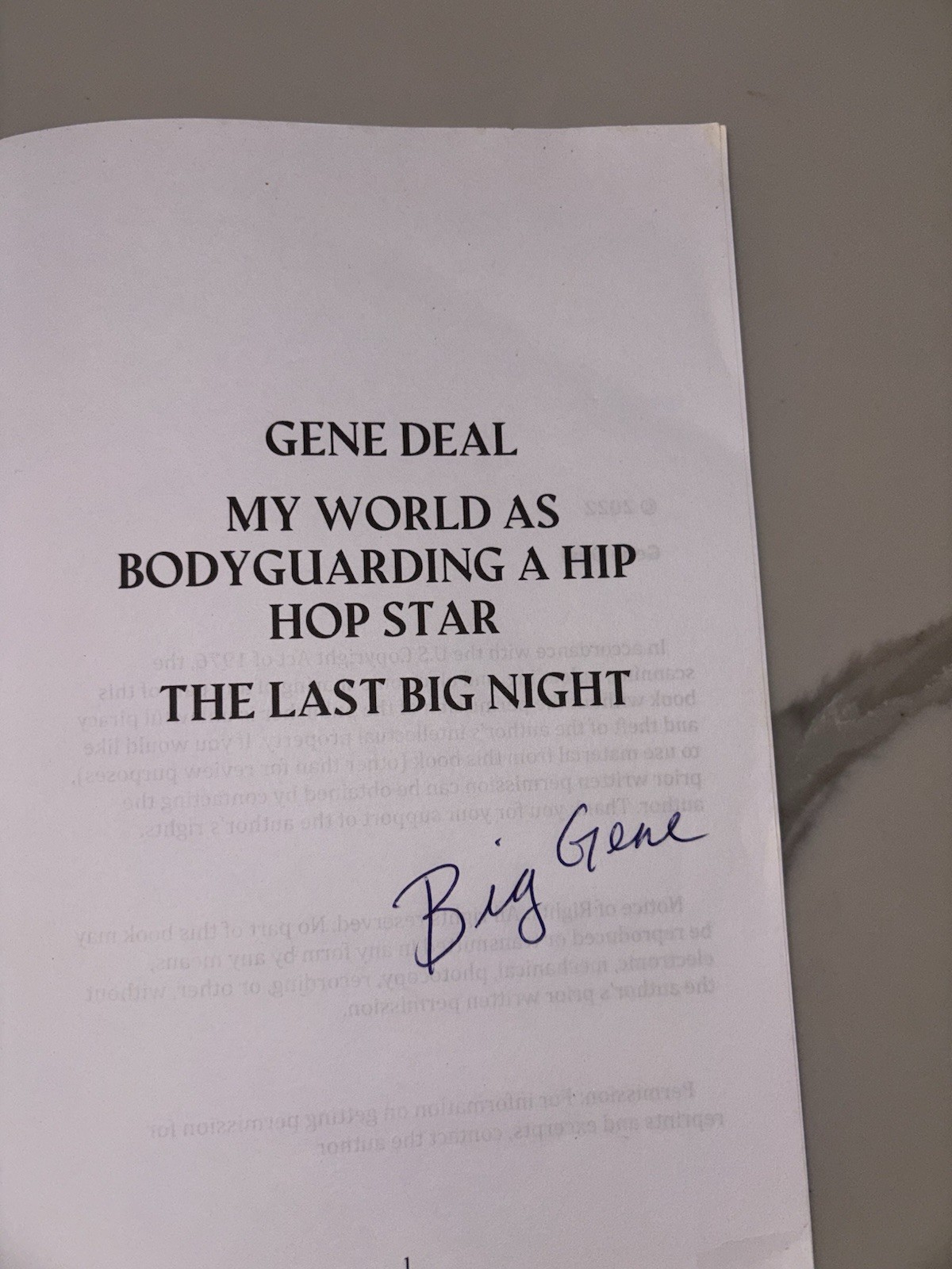 Gene Deal Signed Book, My World Of Bodyguarding A Hip Hop. Rare Autographed Book Gene Deal Signed Book, My World Of Bodyguarding A Hip Hop. Rare Autographed Book