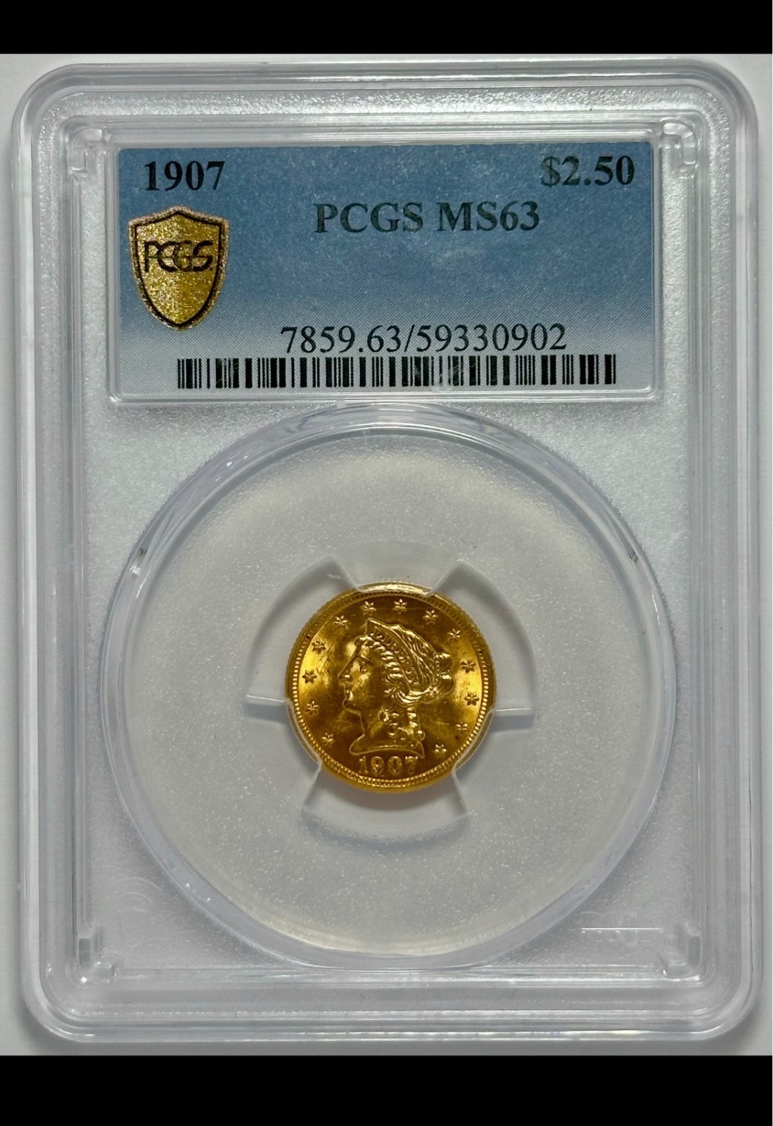1907 $2.5 Gold Liberty Head Quarter Eagle PCGS MS63