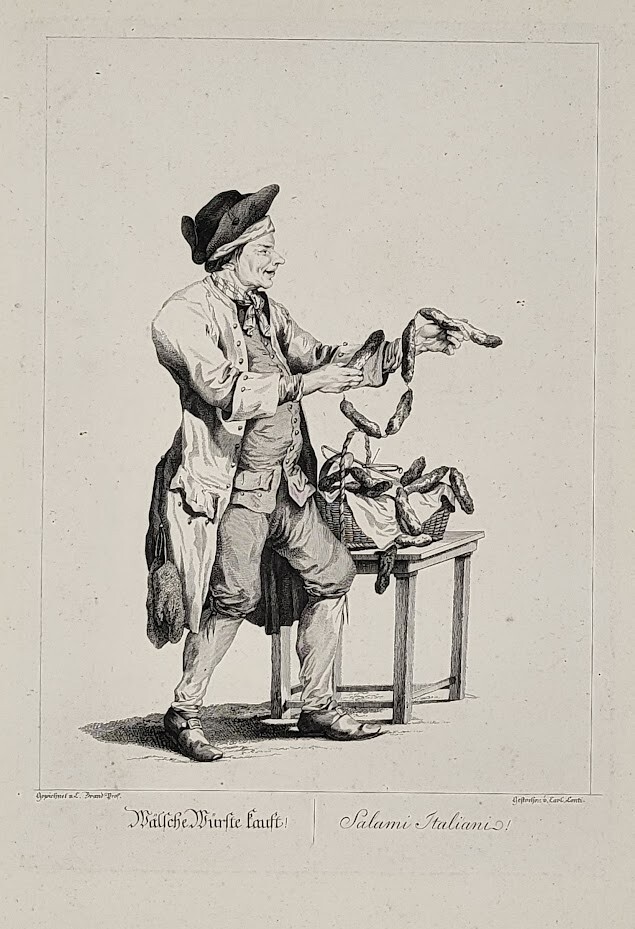 After BRAND Johann Ch. (1722 - 1795) Italian Salami (Pl. des Cris de la rue)