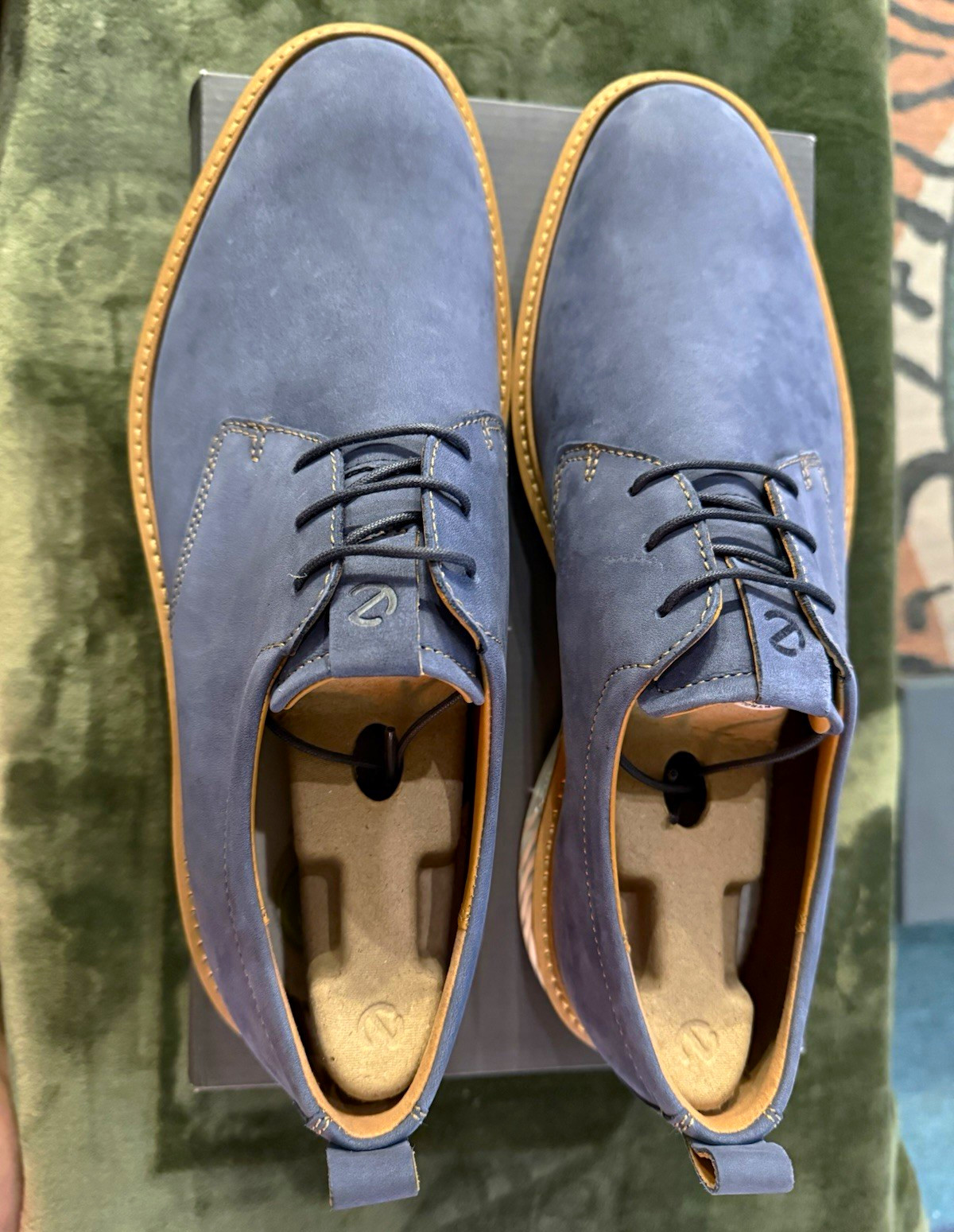 ECCO ST.1 Suede Blue Lace-Up Sneakers Men’s US 12 Round Toe Rubber Sole