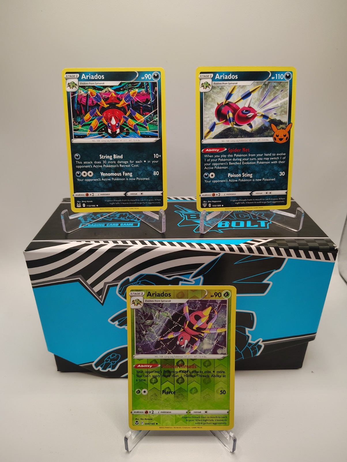 Pokemon TCG Ariados Lot 2022 Trick Or Trade #103/189, #113/196 Rare, #004/195 RH Pokemon TCG Ariados Lot 2022 Trick Or Trade #103/189, #113/196 Rare, #004/195 RH