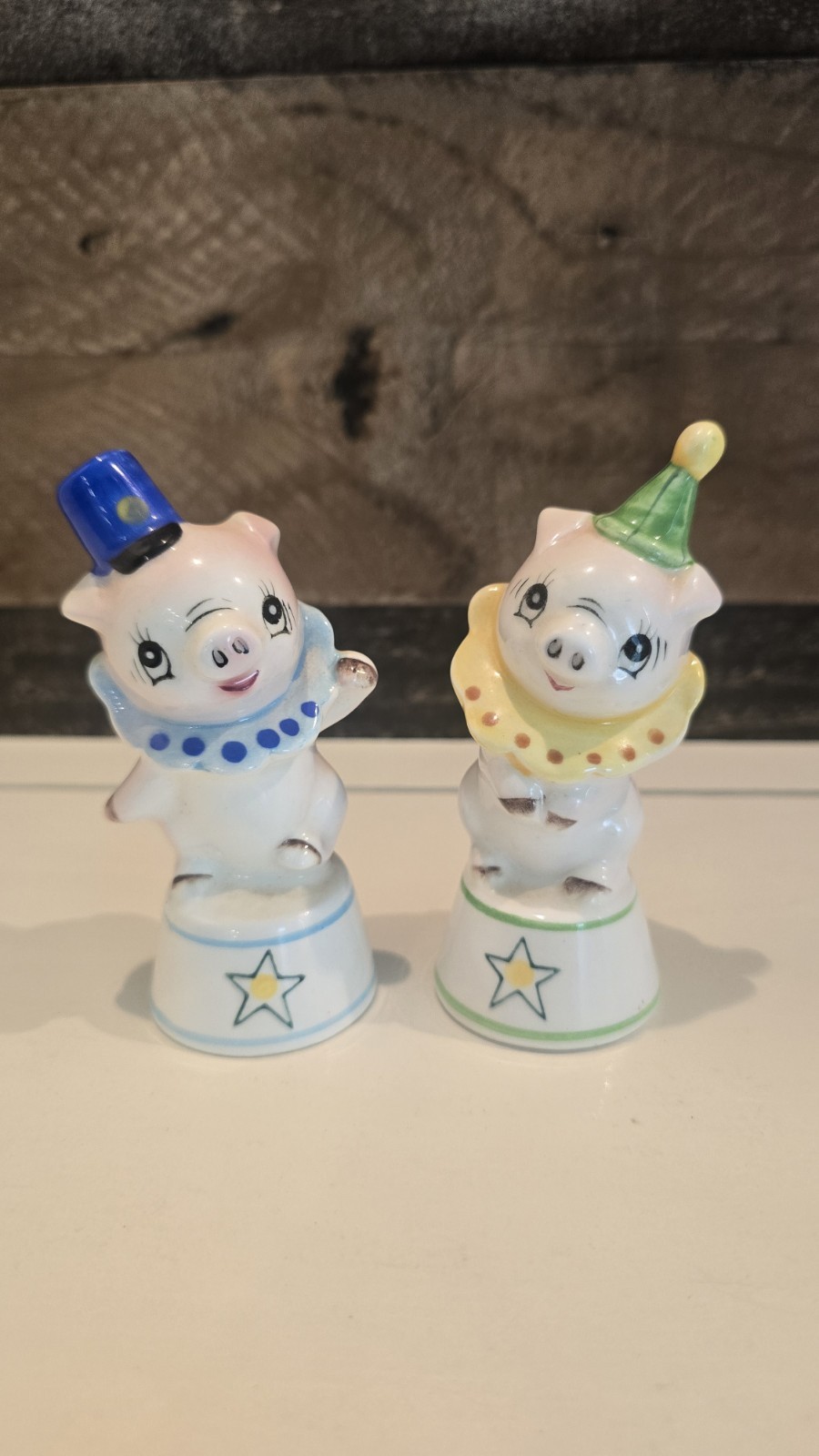 Vintage PY Japan Circus Pig Anthropomorphic Salt and Pepper Shakers