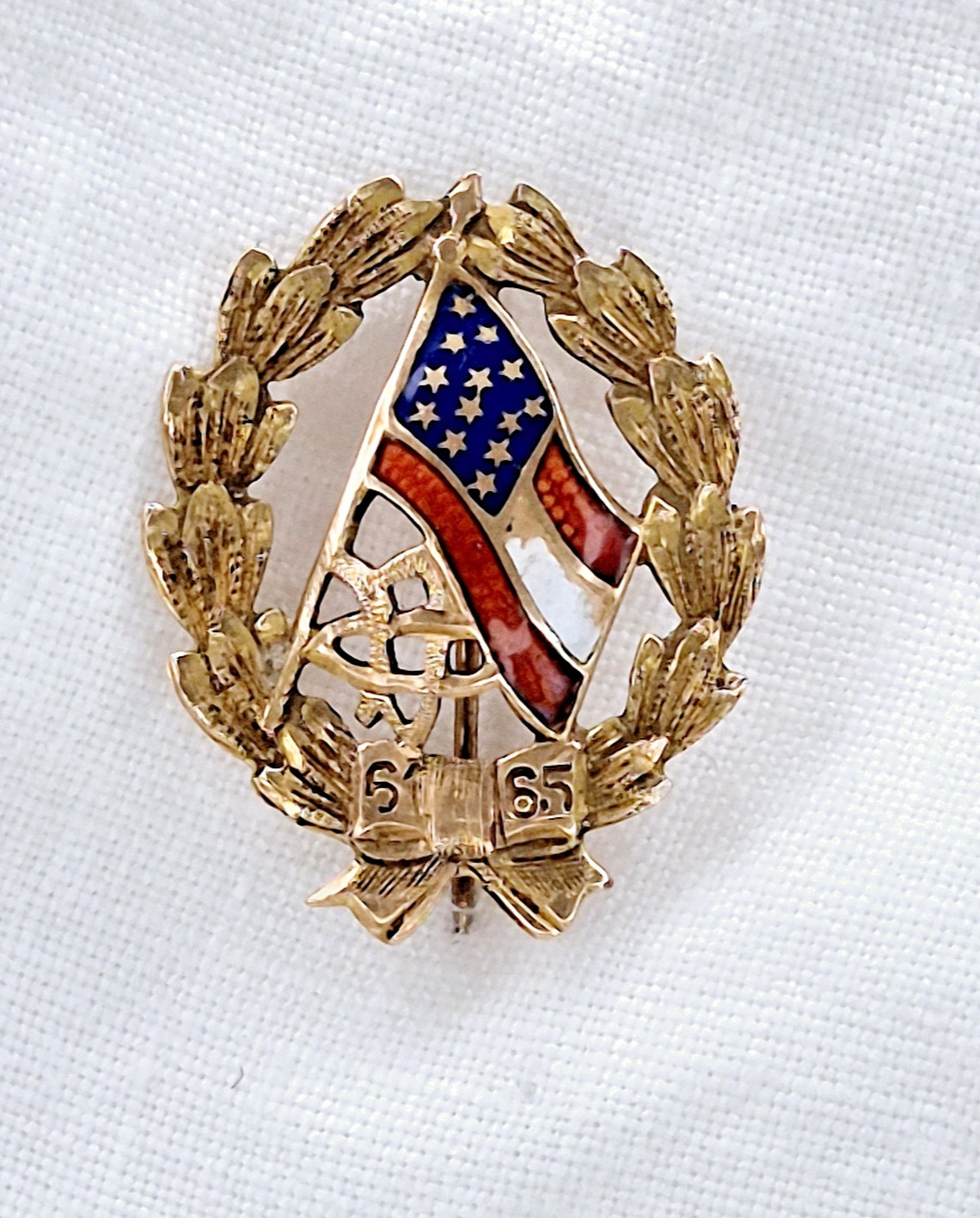 Antique 14k UDC United Daughters of the Confederacy Gold and Enamel Pin