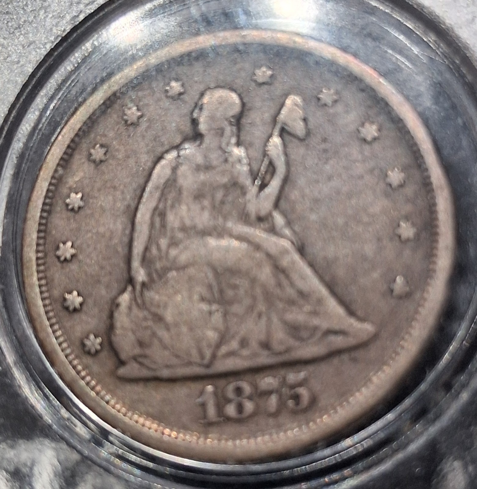 1875-S  TWENTY CENT PIECE-Key Type Coin, Fine to VF Condition 