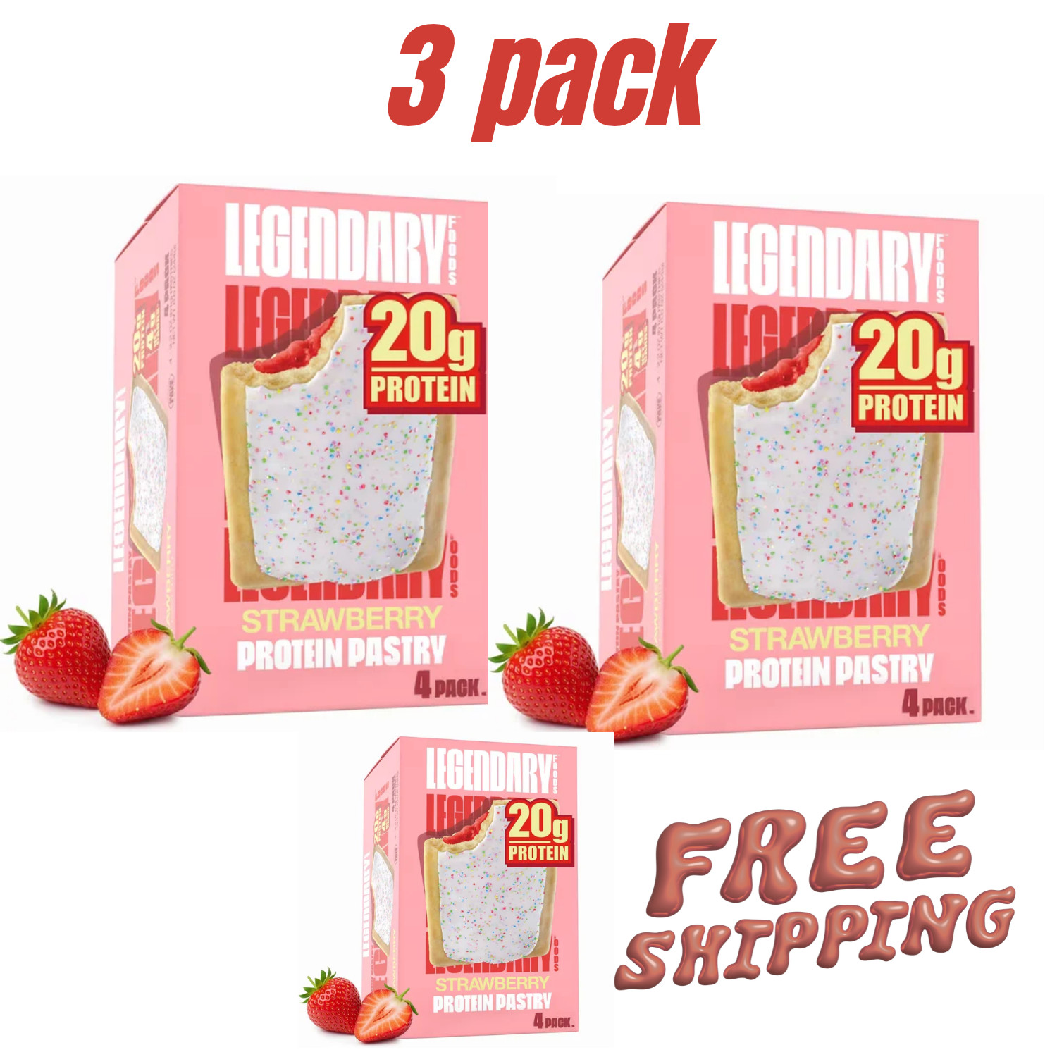 Legendary Foods Protein, Pastry - Strawberry 12 Pack (3box) - Protein Snack