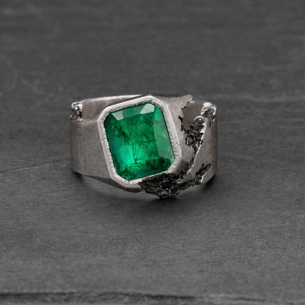 Green Emerald Vintage Ring 925 Sterling Silver Handmade Gemstone Jewelry Green Emerald Vintage Ring 925 Sterling Silver Handmade Gemstone Jewelry
