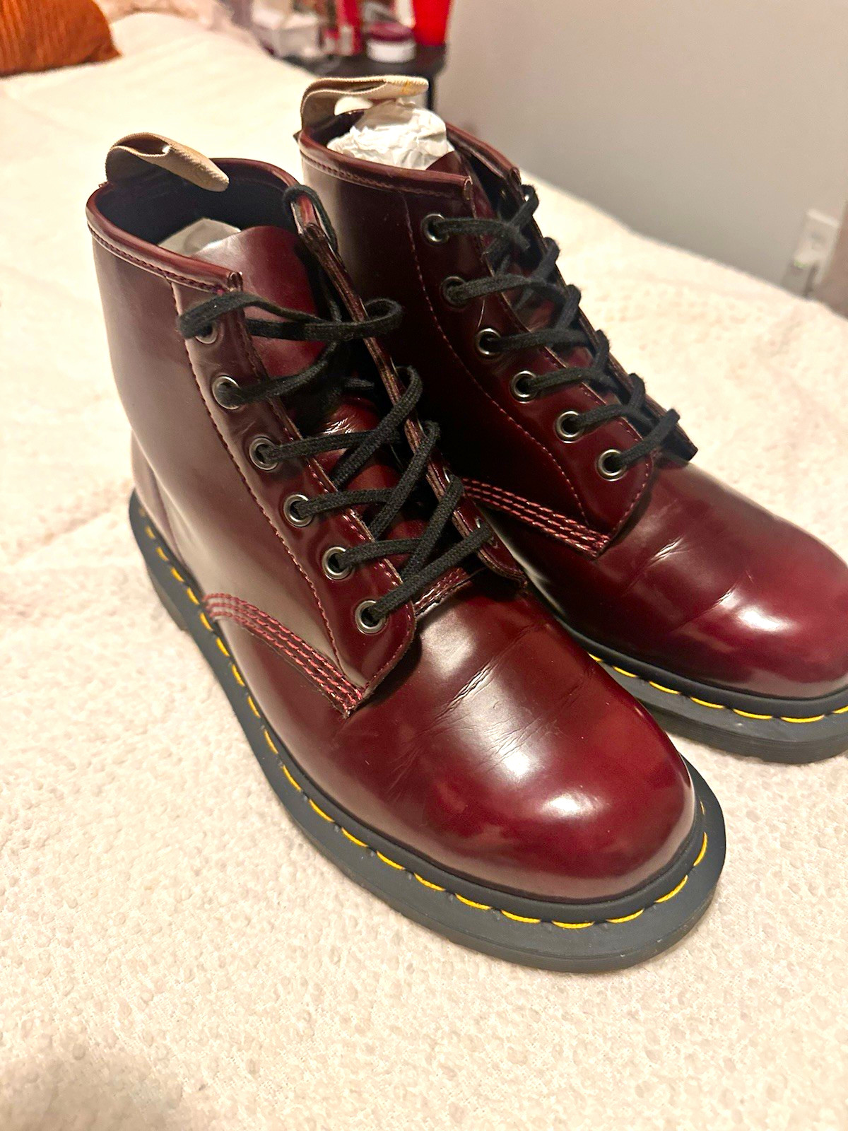 Dr. Martens Vegan 1460 Cherry Red Lace-Up Combat Ankle Boots Men’s US 8